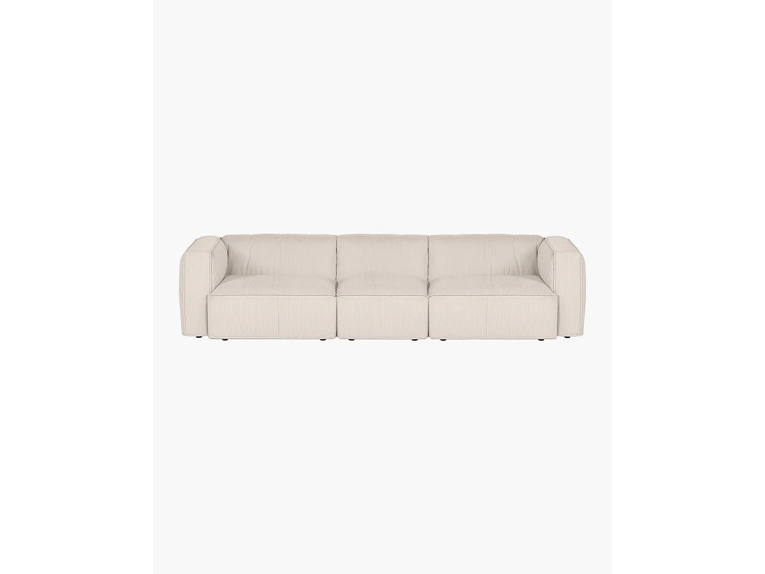 Canapé Lobi 4 places - velours côtelé beige, assise moelleuse, design moderne