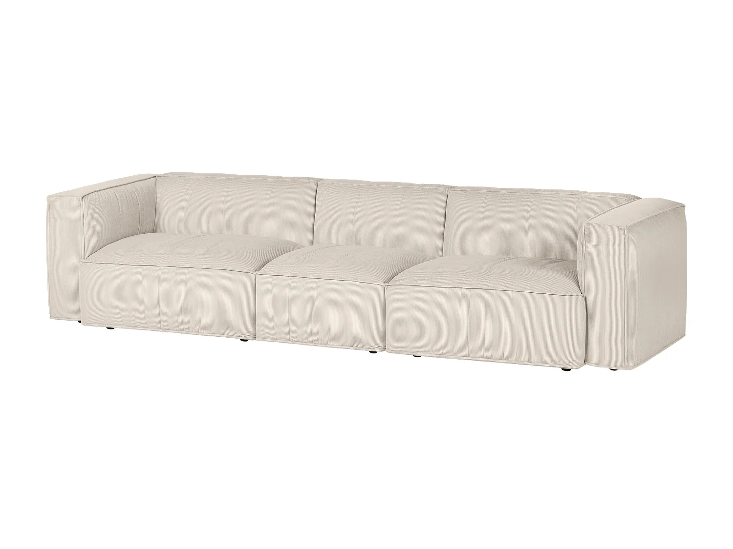 Canapé Lobi 4 places - velours côtelé beige, assise moelleuse, design moderne