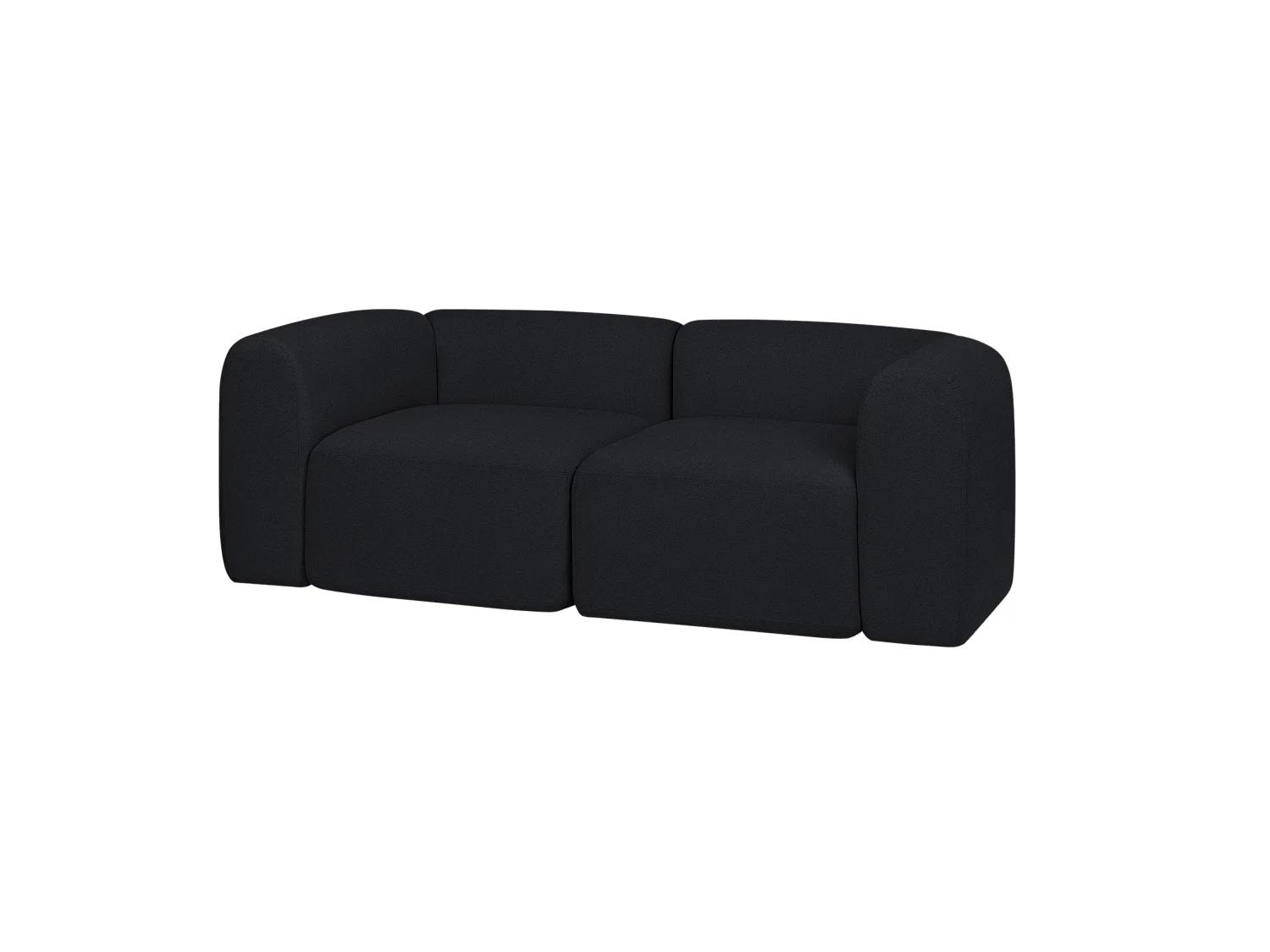 Flom Sofa 2‑Sitzer, modernes Club‑Sofa, Polyester schwarz