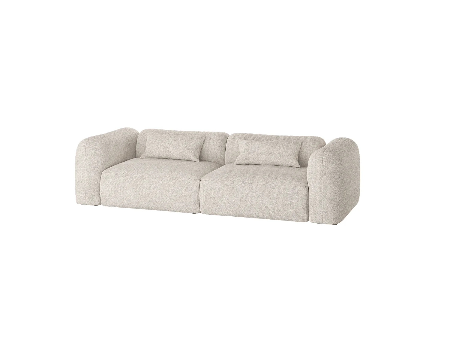 Canapé Yaro 3 places moderne, tissu polyester, assise moelleuse, coussins lombaires