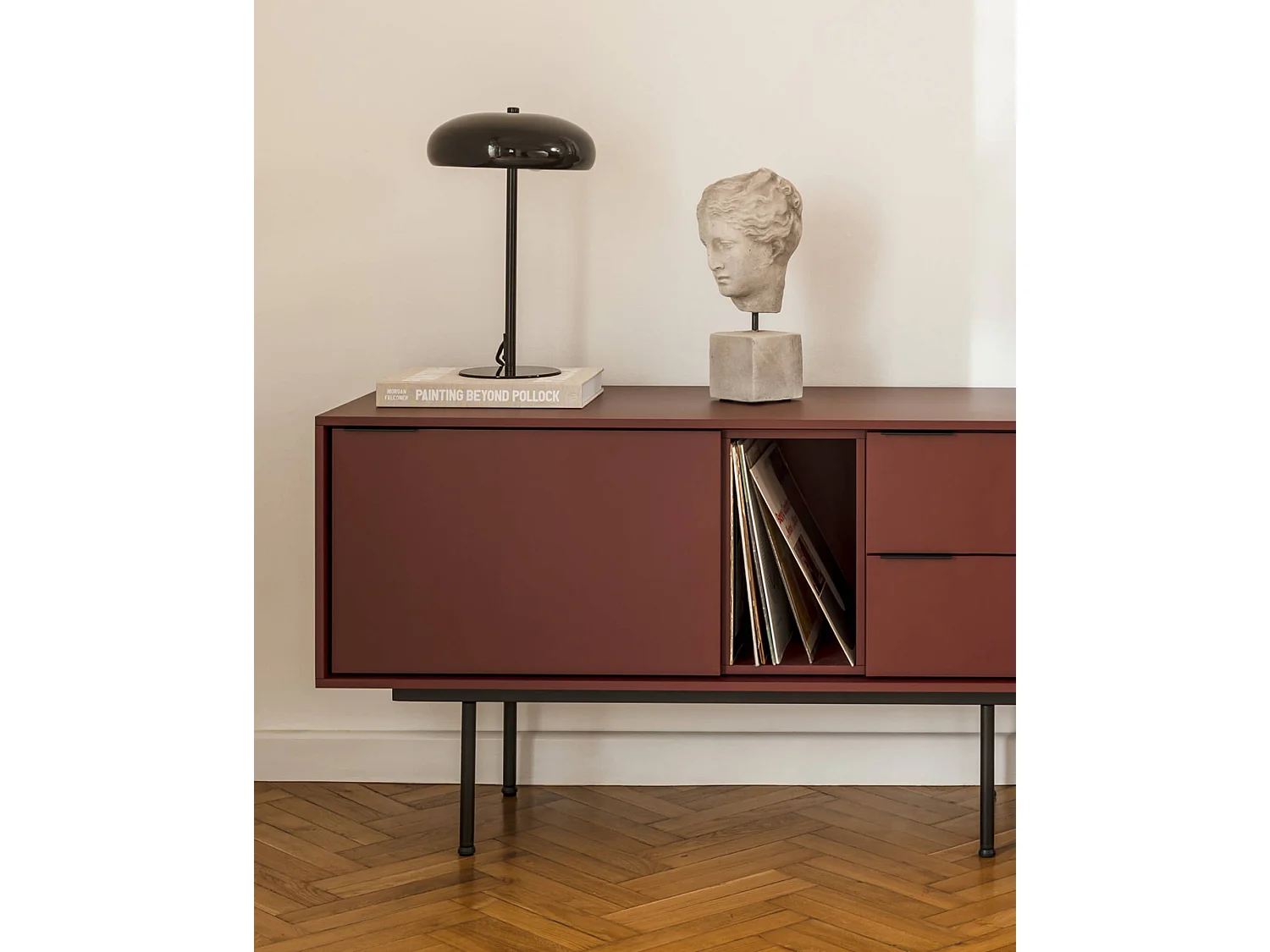 noo.ma Mod Mobile TV 189 cm bordeaux, moderno-scandinavo