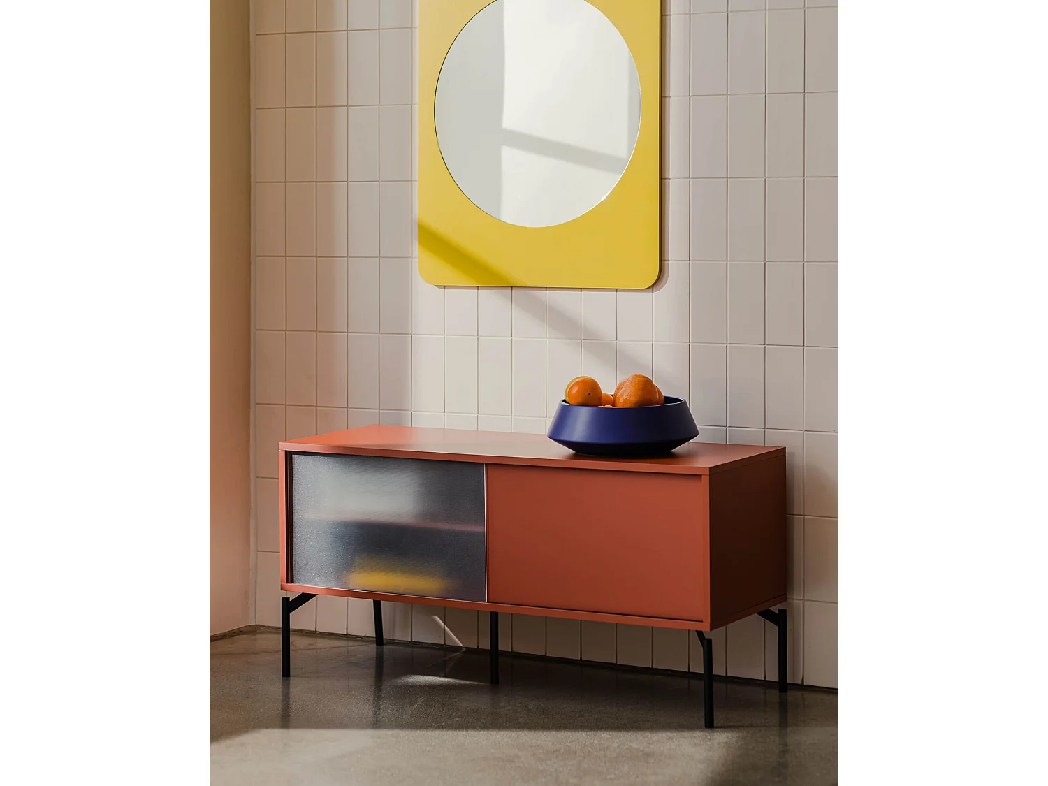 noo.ma opbergkast terracotta blush 116x55x42 cm - modern, met compartimenten