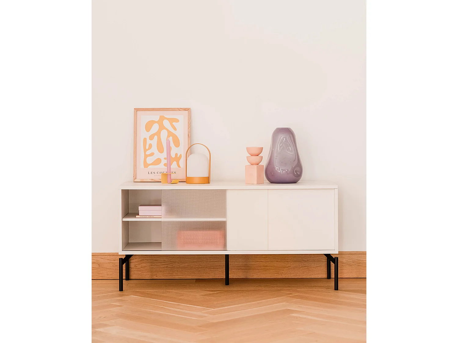 noo.ma opbergkast terracotta blush 116x55x42 cm - modern, met compartimenten