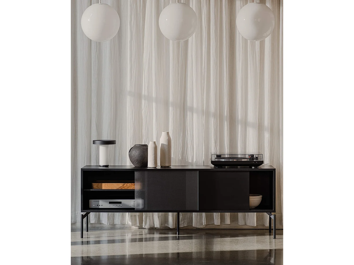 Mobile TV Met noo.ma - 160 cm, bianco, vani aperti