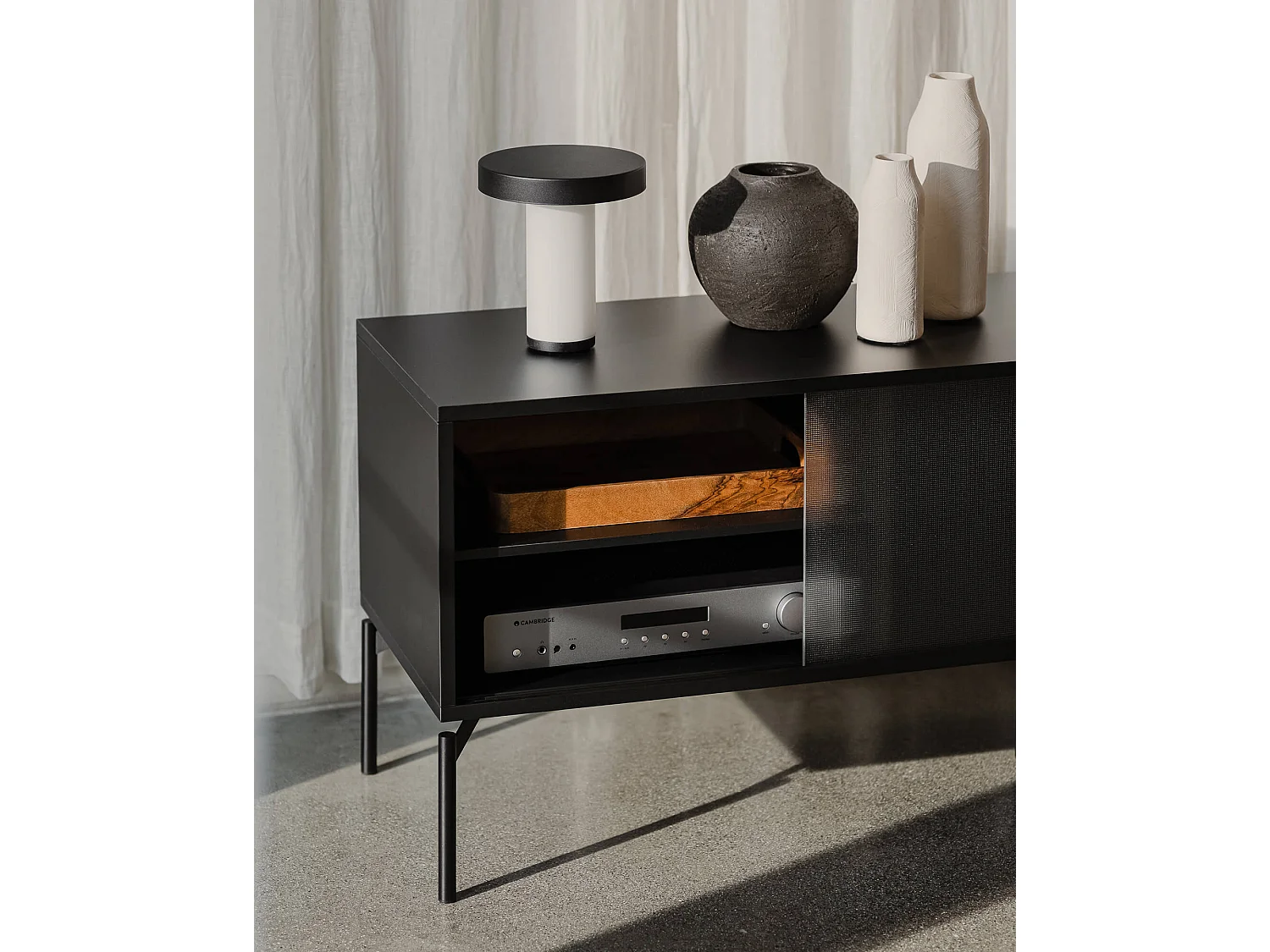 Mobile TV Met noo.ma - 160 cm, bianco, vani aperti