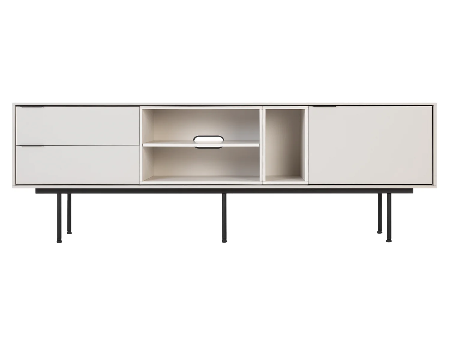 noo.ma Mod mobile TV moderno - 189 cm, grigio mandorla, legno truciolare, con anta e cassetto