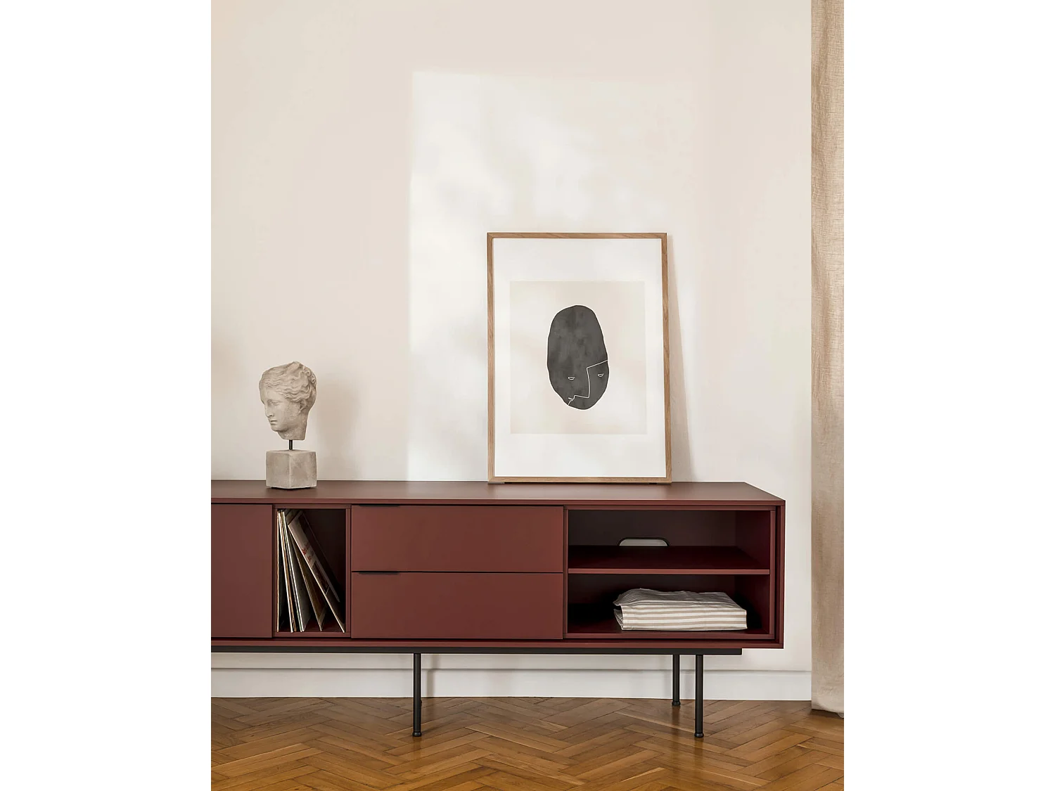 noo.ma Mod - Mobile TV moderno bordeaux 189x61x42 cm