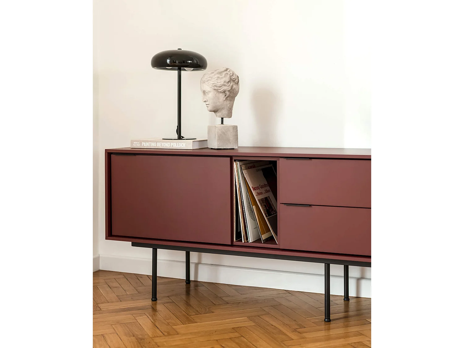 noo.ma Mod - Mobile TV moderno bordeaux 189x61x42 cm