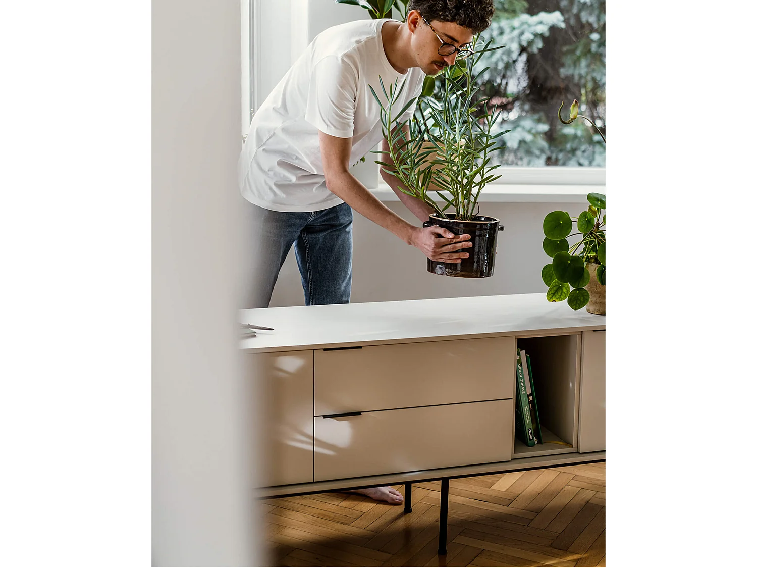 noo.ma Mod - Mobile TV moderno bordeaux 189x61x42 cm