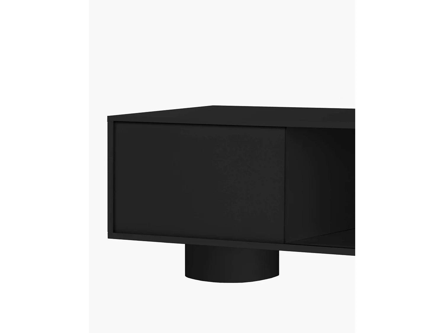 Mobile TV Taro noo.ma - 160 cm, ante scorrevoli, gambe arrotondate, Nero opaco