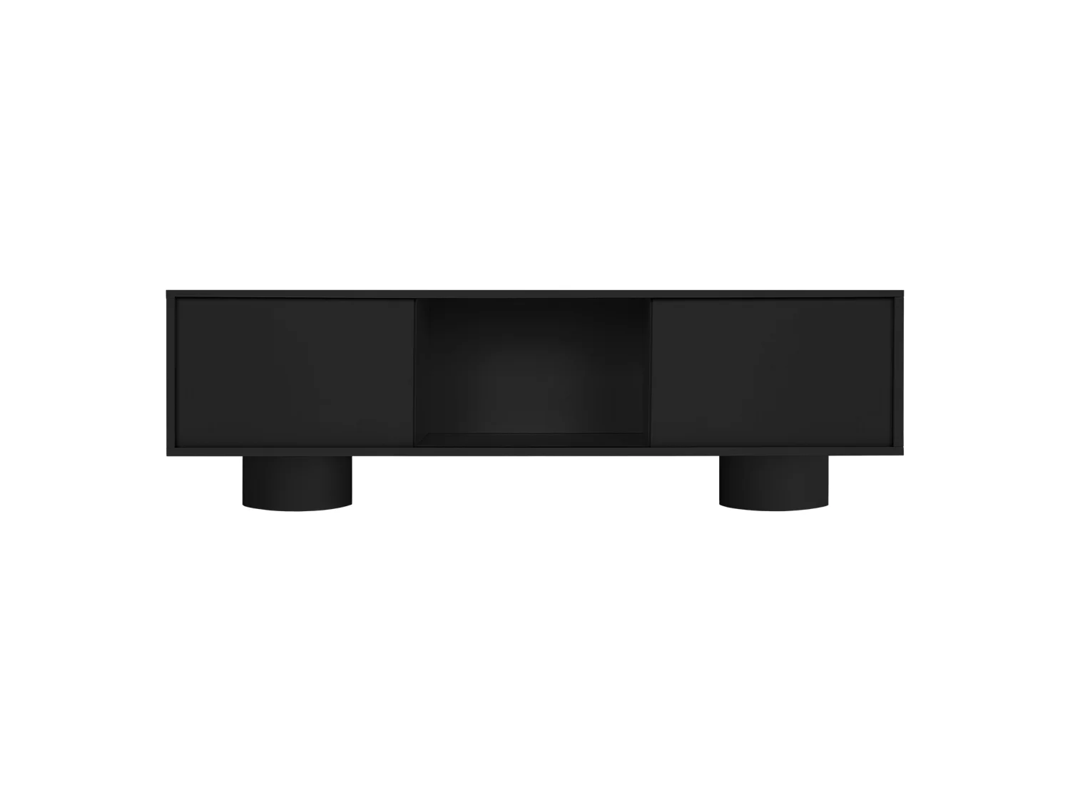 Mobile TV Taro noo.ma - 160 cm, ante scorrevoli, gambe arrotondate, Nero opaco