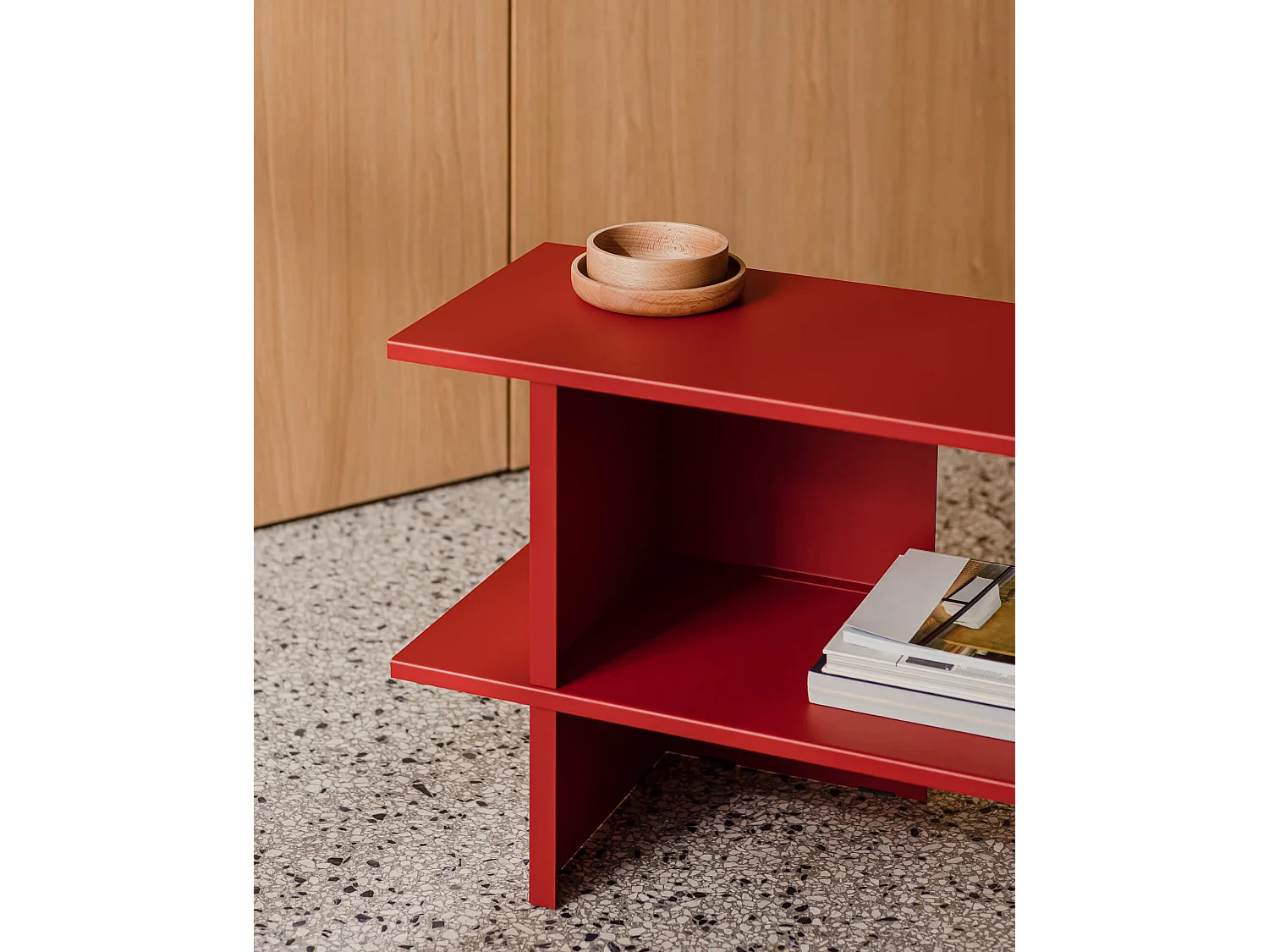 Hes Regaleinheit - niedriges Metallregal, 2 Ablagen, TV‑Stand, matt, 160x37x56,6 cm