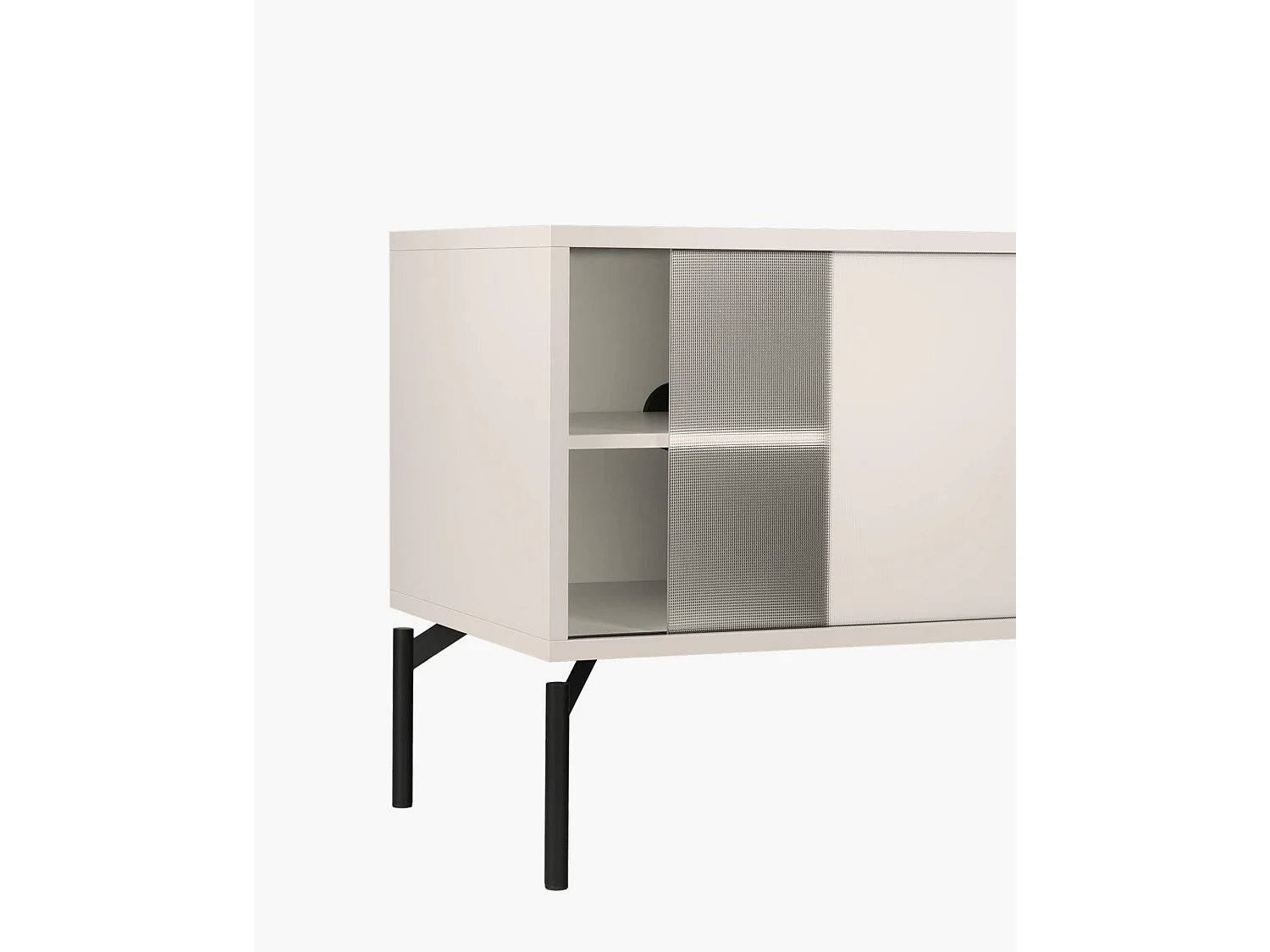 Met Mini TV-Board, 116x42x55 cm, strukturiertes Glas, Almond Grey