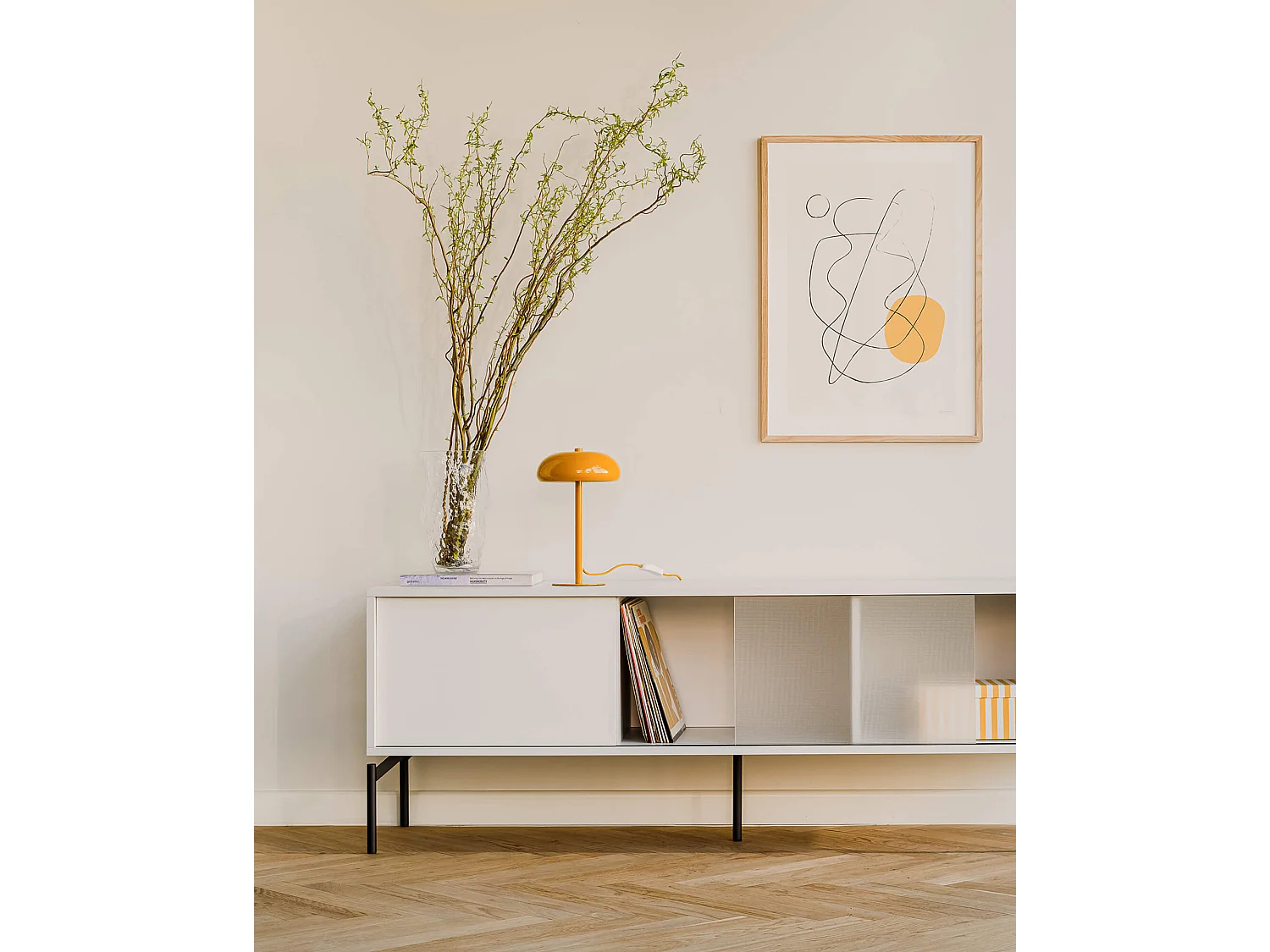 Met Meuble TV blanc 160 cm - rangement spacieux, finition mate