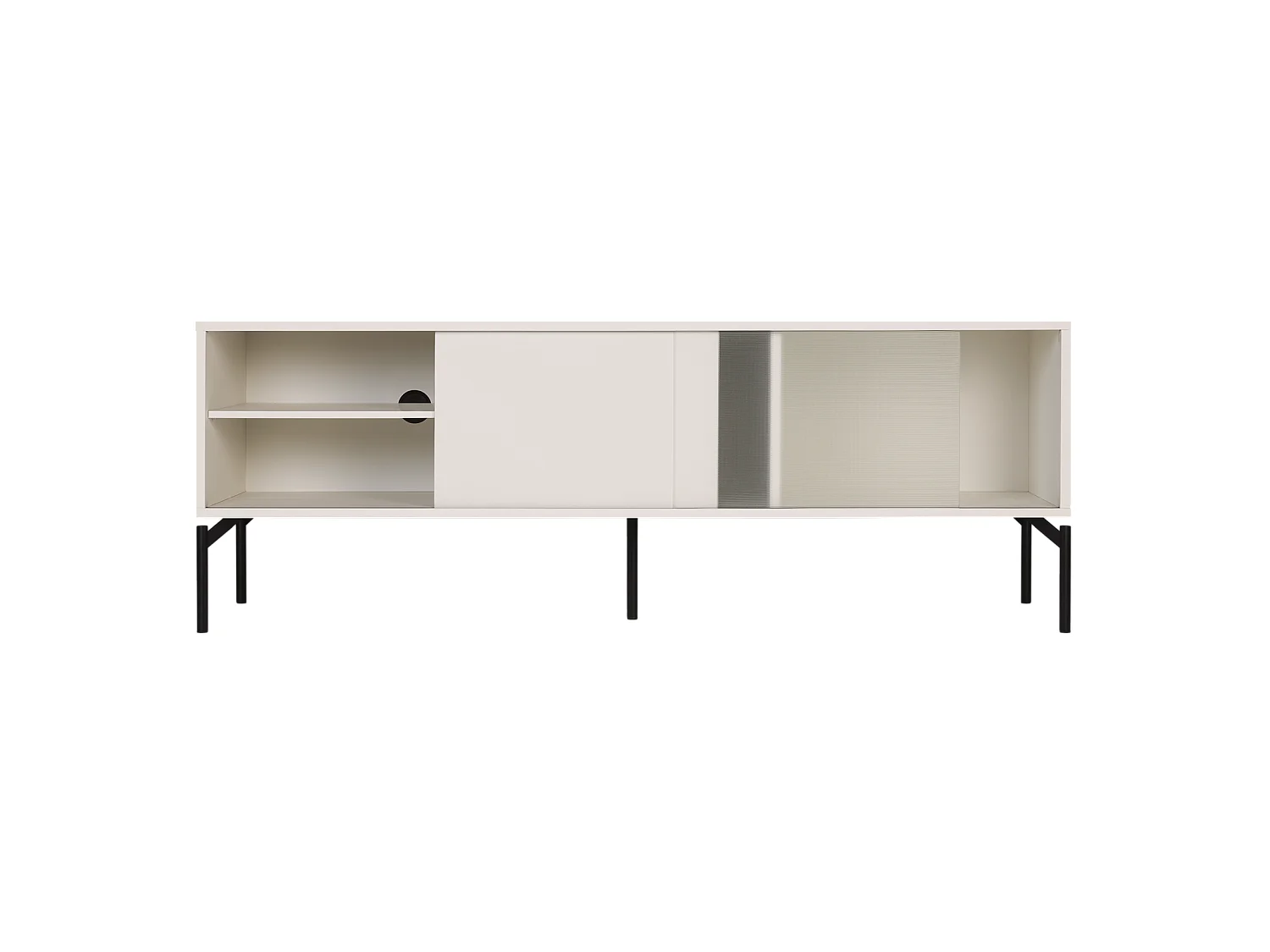 Met Meuble TV blanc 160 cm - rangement spacieux, finition mate
