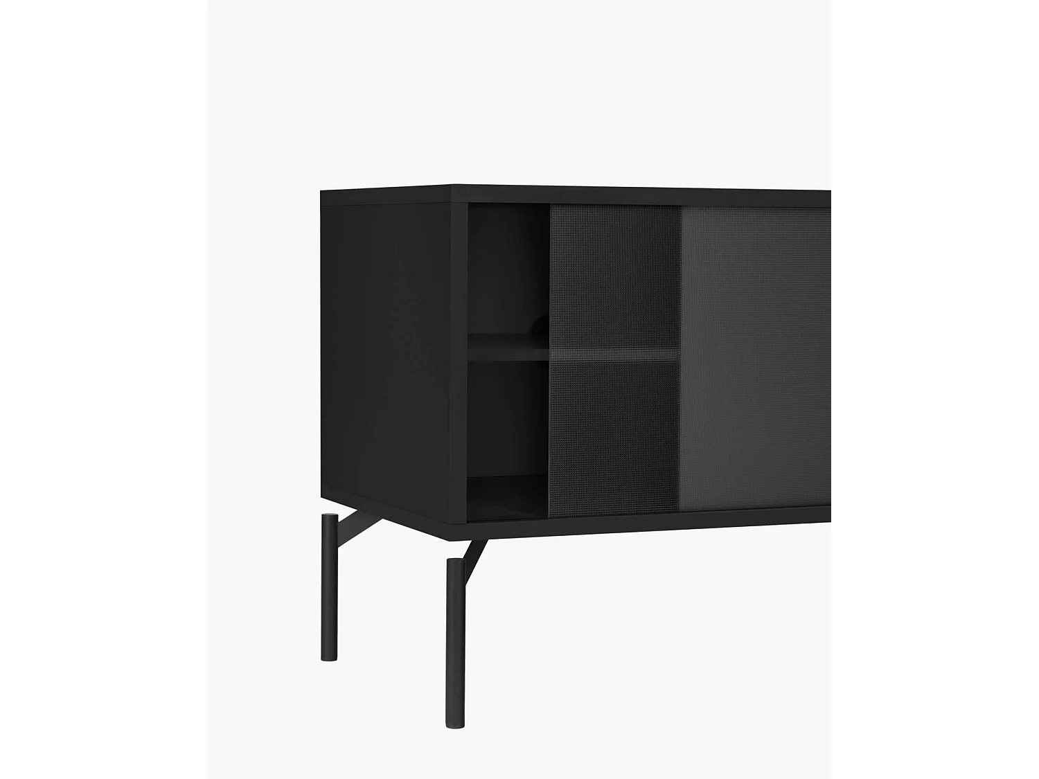 Mobile TV Met Mini nooma - design compatto moderno, vetro strutturato, ripiani divisori
