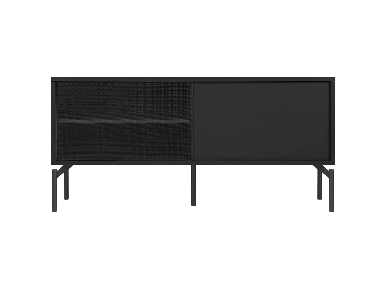 Mobile TV Met Mini nooma - design compatto moderno, vetro strutturato, ripiani divisori