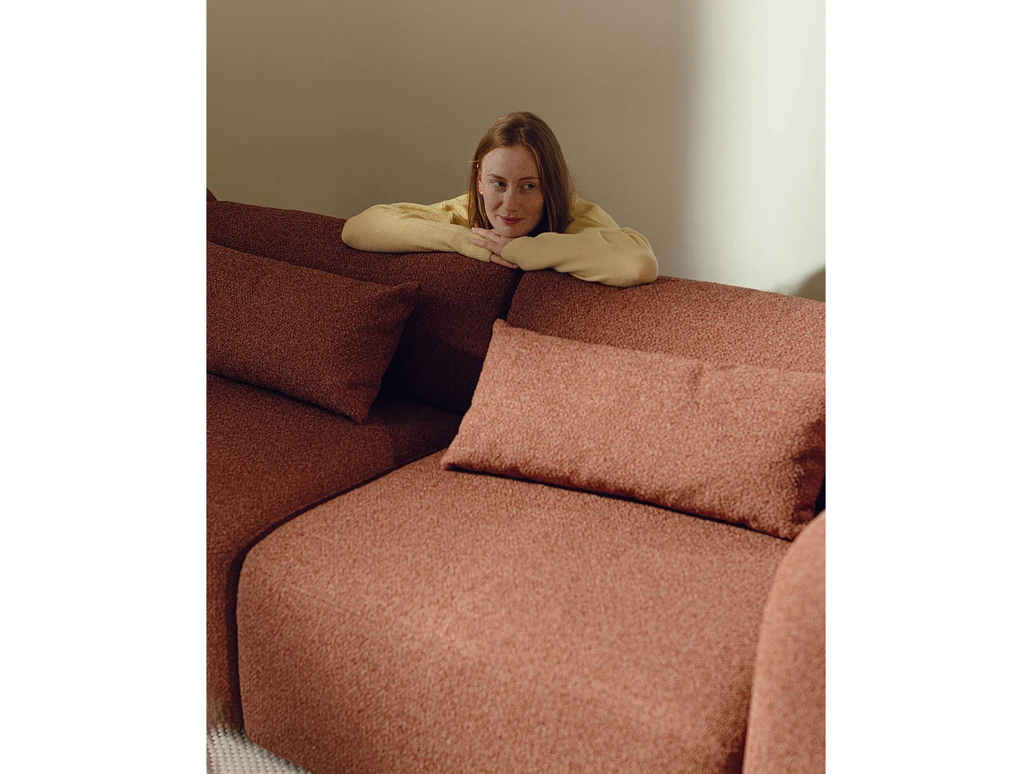 Canapé-lit Yaro 3 places - bouclé Thyme Green, mécanisme Puma, couchage 140×200 cm