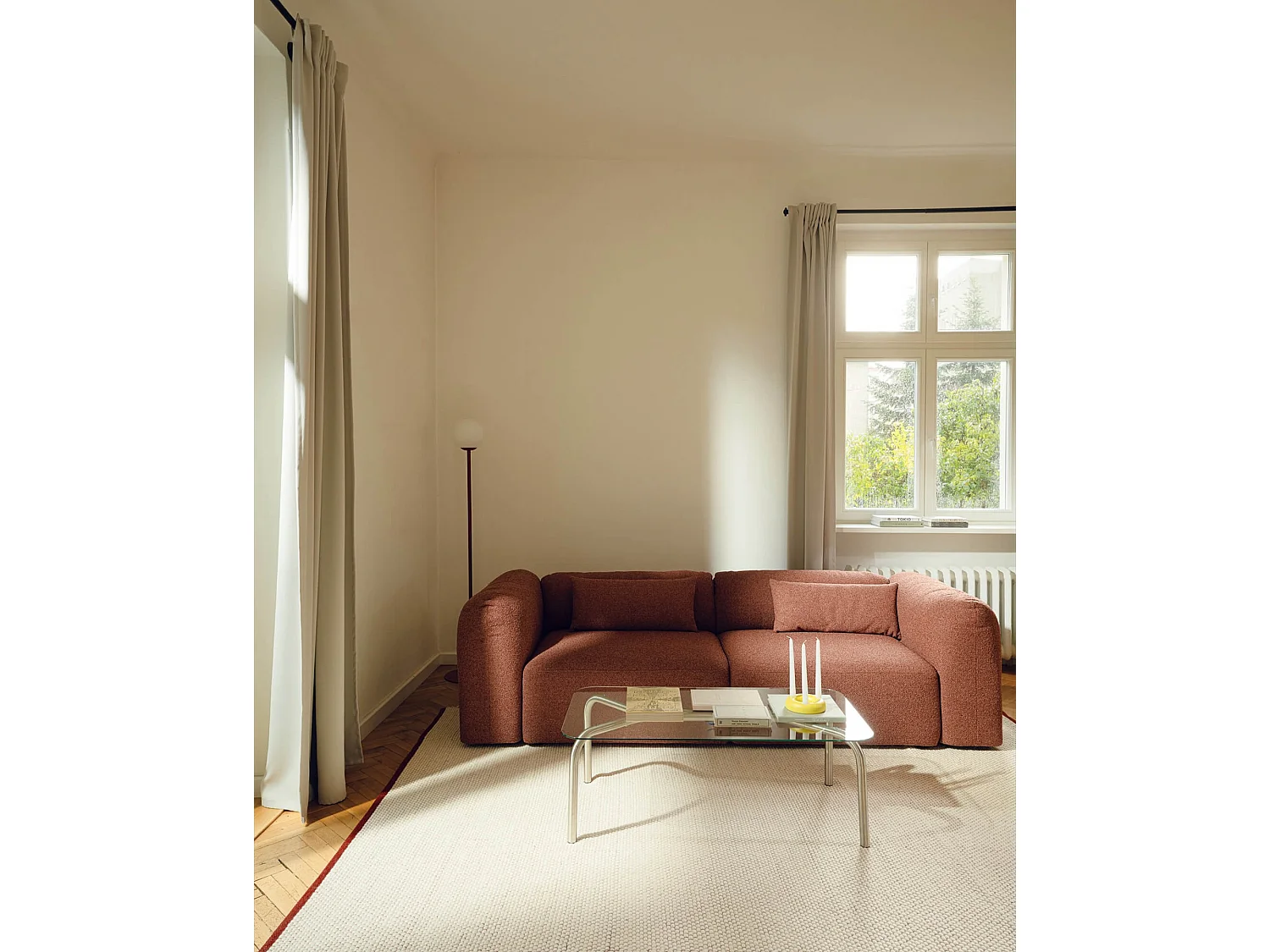 Canapé-lit Yaro 3 places - bouclé Thyme Green, mécanisme Puma, couchage 140×200 cm