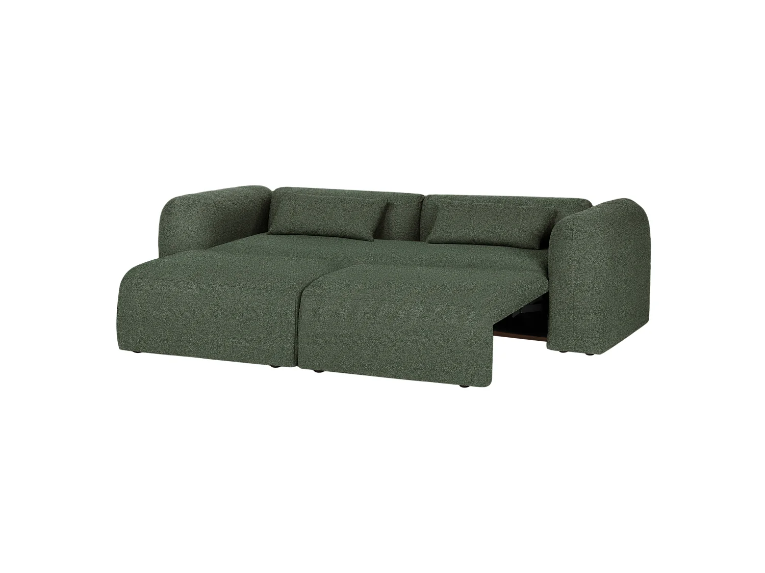 Canapé-lit Yaro 3 places - bouclé Thyme Green, mécanisme Puma, couchage 140×200 cm