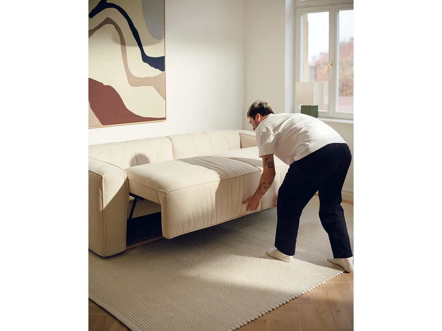 Canapé‑lit Lobi 3 places, convertible avec couchage 140 x 190 cm