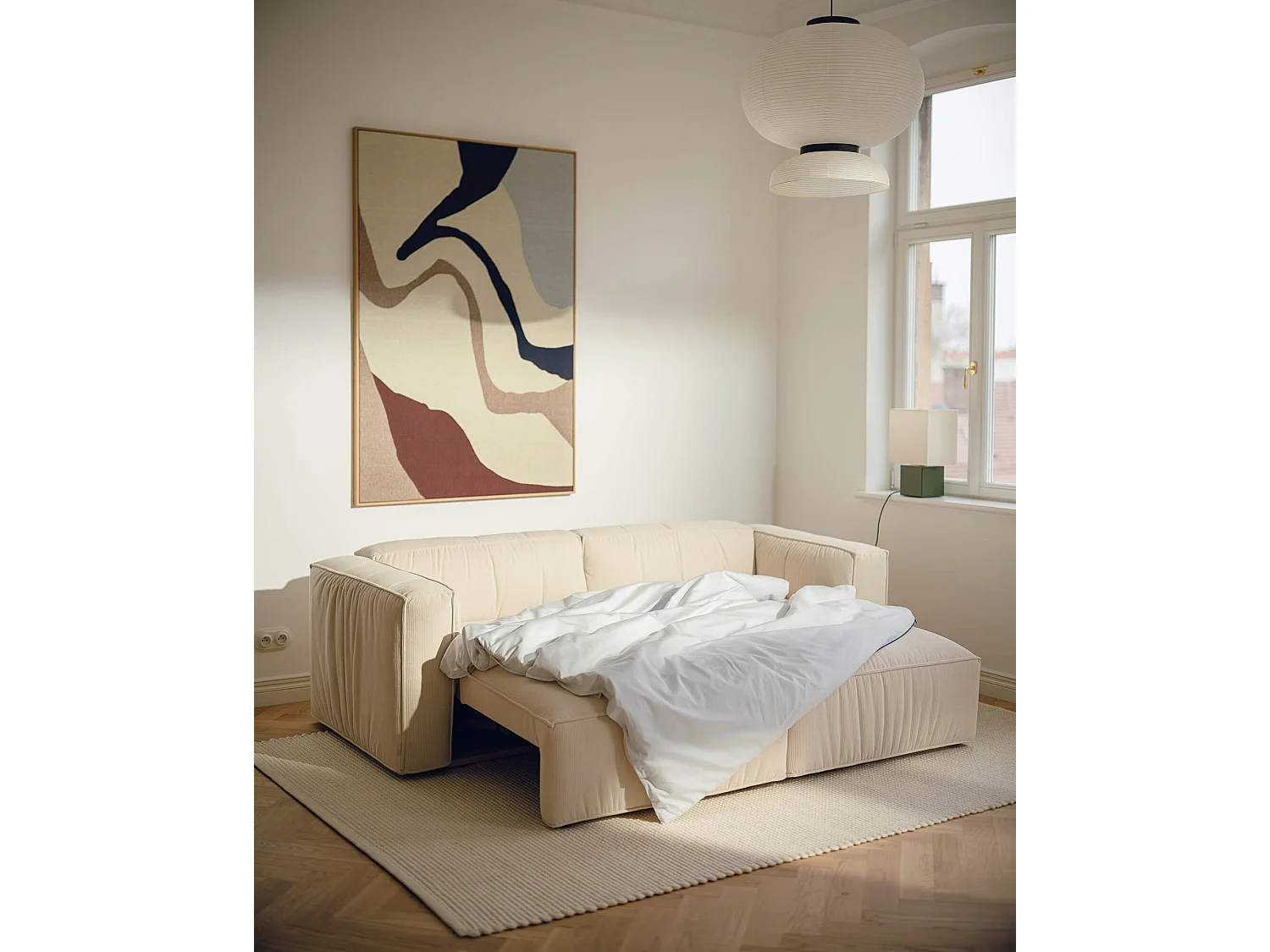 Canapé‑lit Lobi 3 places, convertible avec couchage 140 x 190 cm