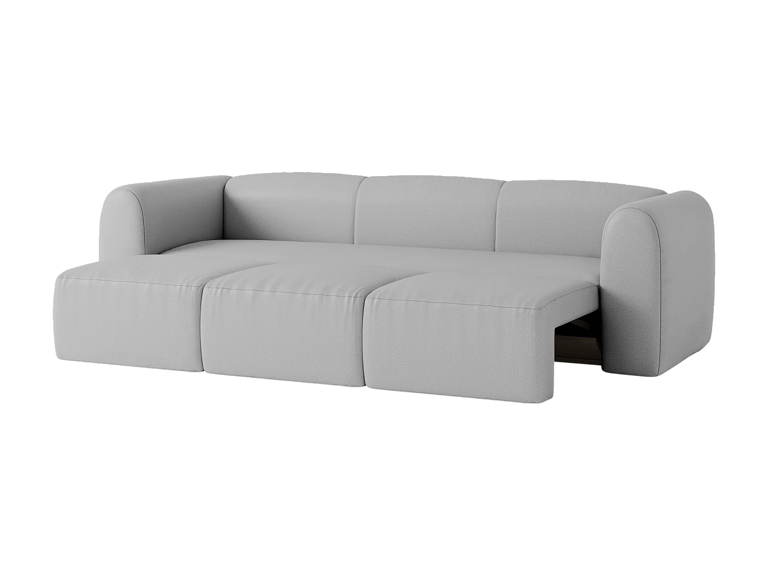 Canapé‑lit Flom 3 places convertible, tissu polyester gris clair