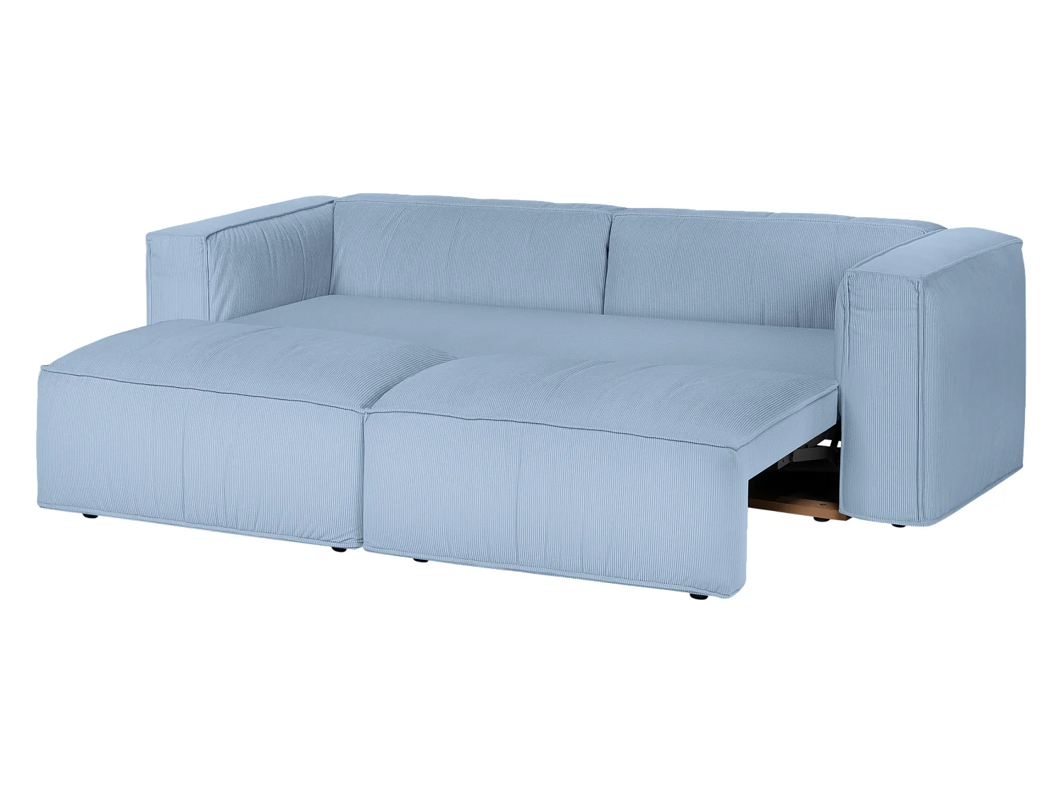 Canapé-lit Lobi 3 places - tissu côtelé baby blue, couchage 140 x 190 cm