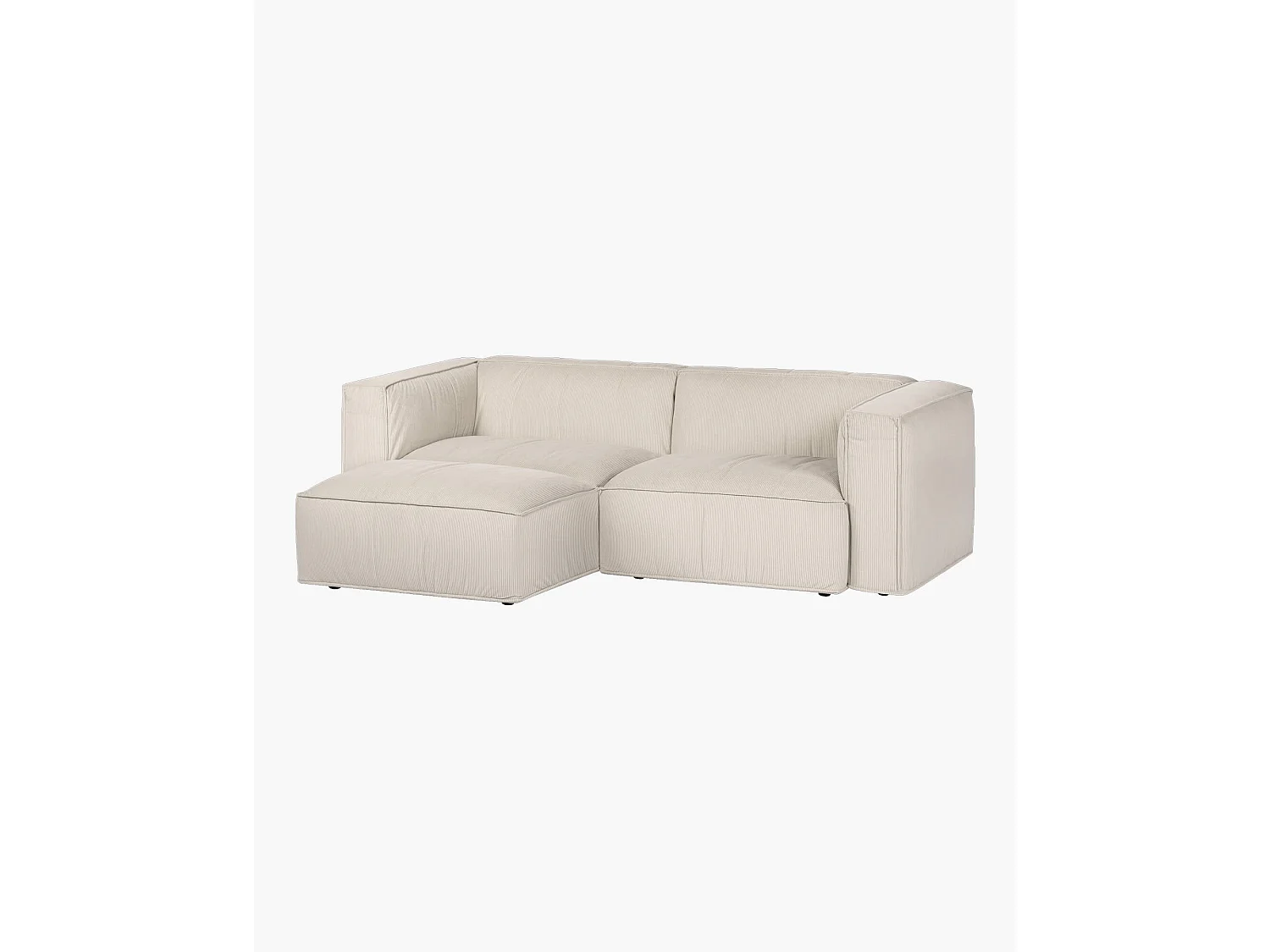 Pouf Ottoman Lobi noo.ma - Pouf moderne en velours côtelé beige, 96x70x45 cm
