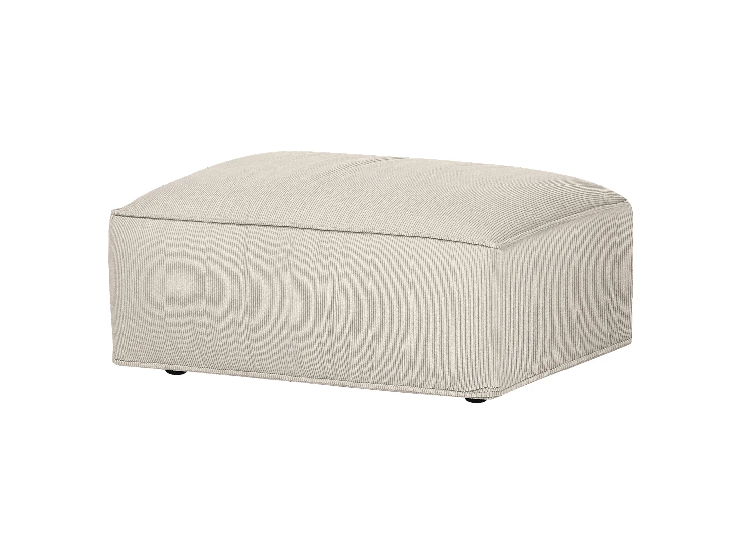 Pouf Ottoman Lobi noo.ma - Pouf moderne en velours côtelé beige, 96x70x45 cm
