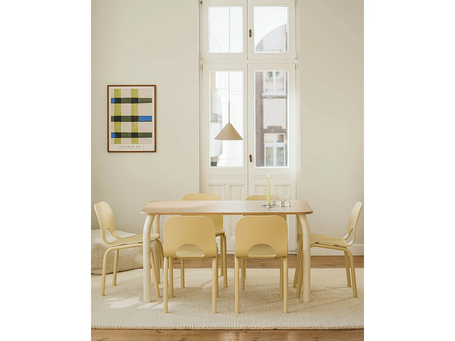 noo.ma eettafel 100x74,6 cm - massief eiken fineer blad, stalen frame, 6 persoons, modern