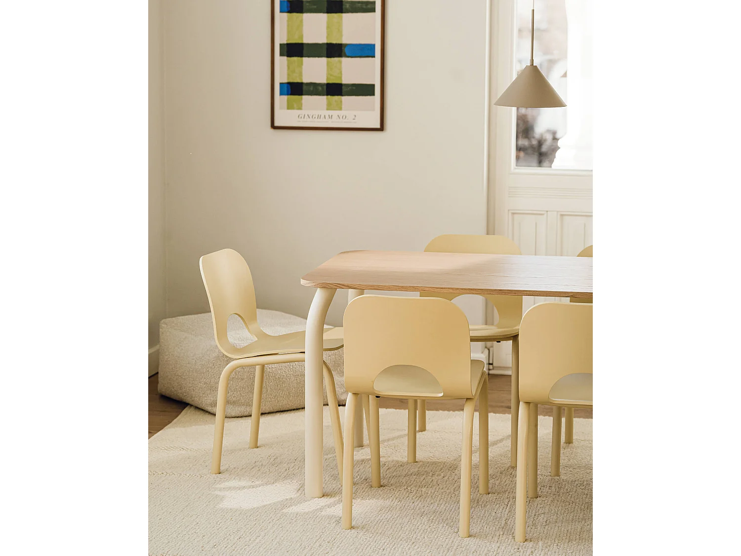 noo.ma eettafel 100x74,6 cm - massief eiken fineer blad, stalen frame, 6 persoons, modern