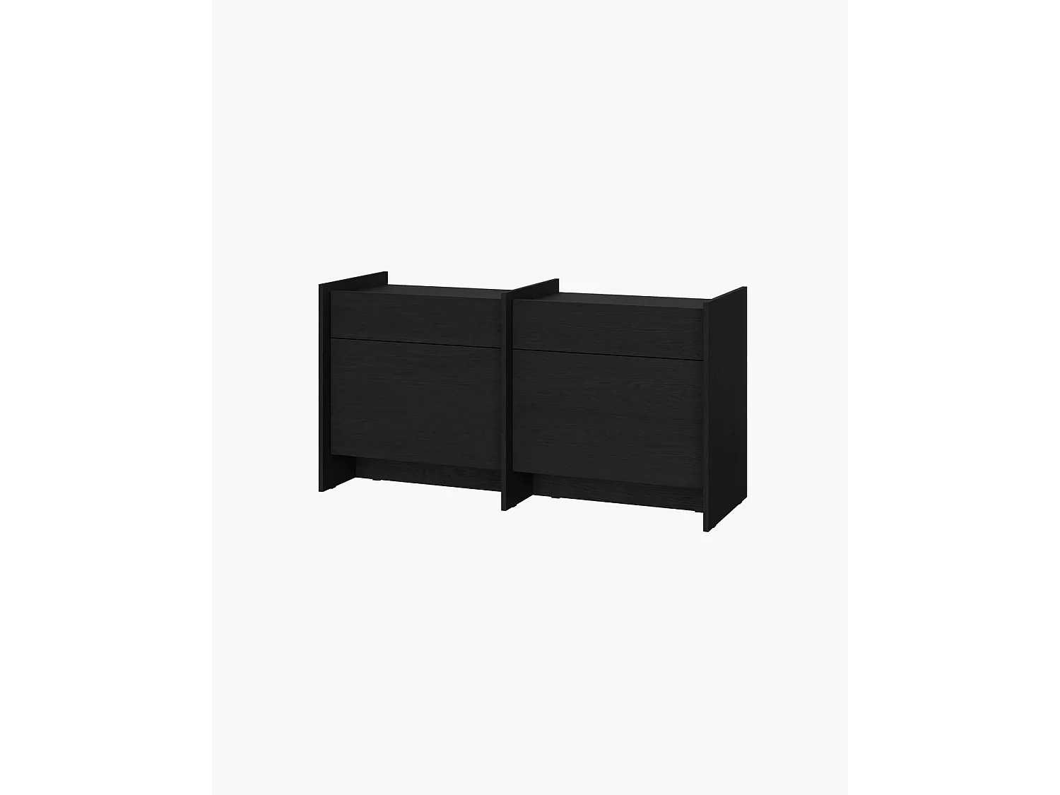 Hido Kommode - Sideboard 146x76x51 cm, Schwarz-Eiche, Melamin, mit Schubladen