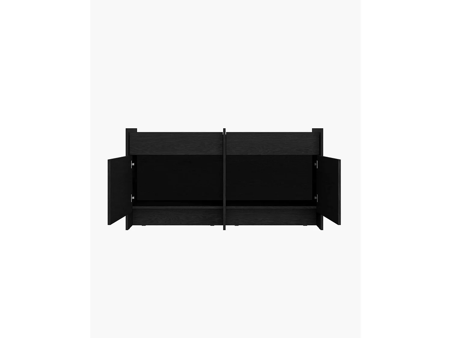 Hido Kommode - Sideboard 146x76x51 cm, Schwarz-Eiche, Melamin, mit Schubladen