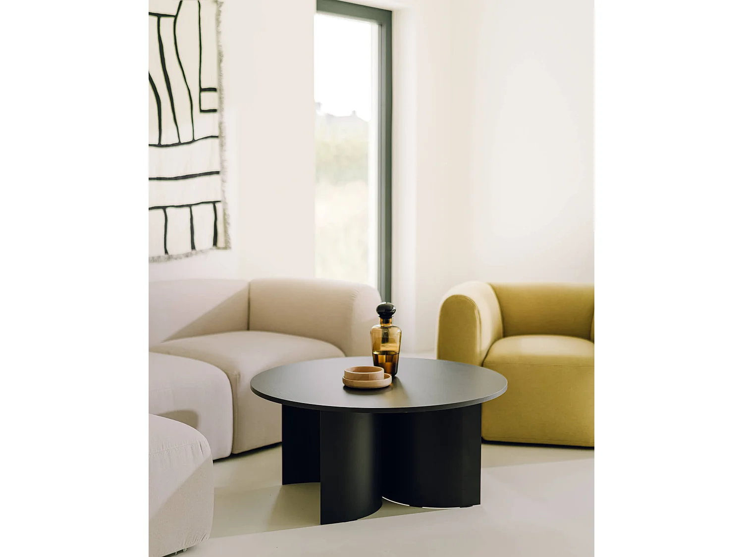 noo.ma moderne salontafel vierkant 95x95x44 cm fineer zwart