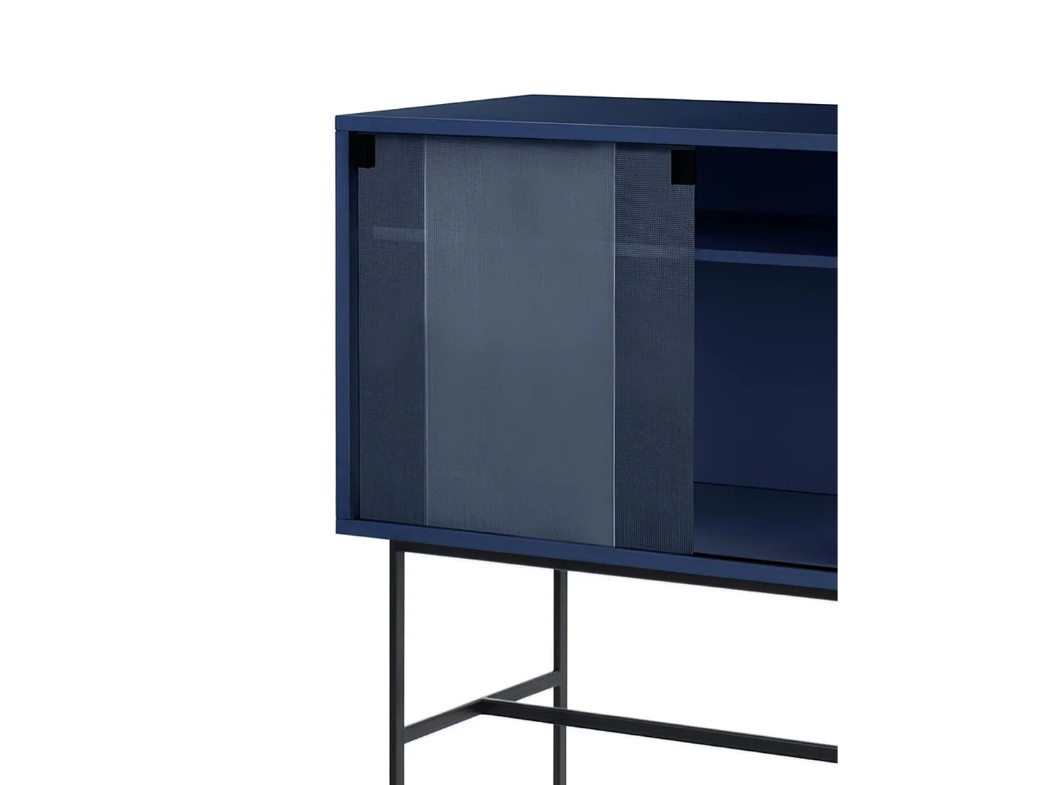 Buffet vitré noo.ma Midnight Blue 70x109x40 cm, 1 porte, étagère amovible