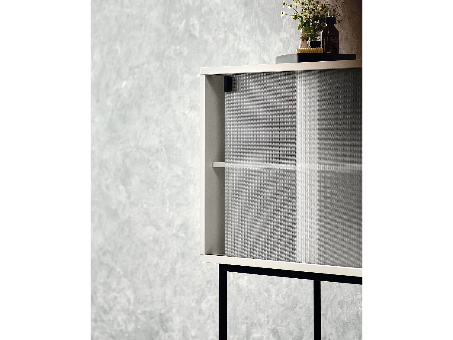 Buffet vitré noo.ma Midnight Blue 70x109x40 cm, 1 porte, étagère amovible