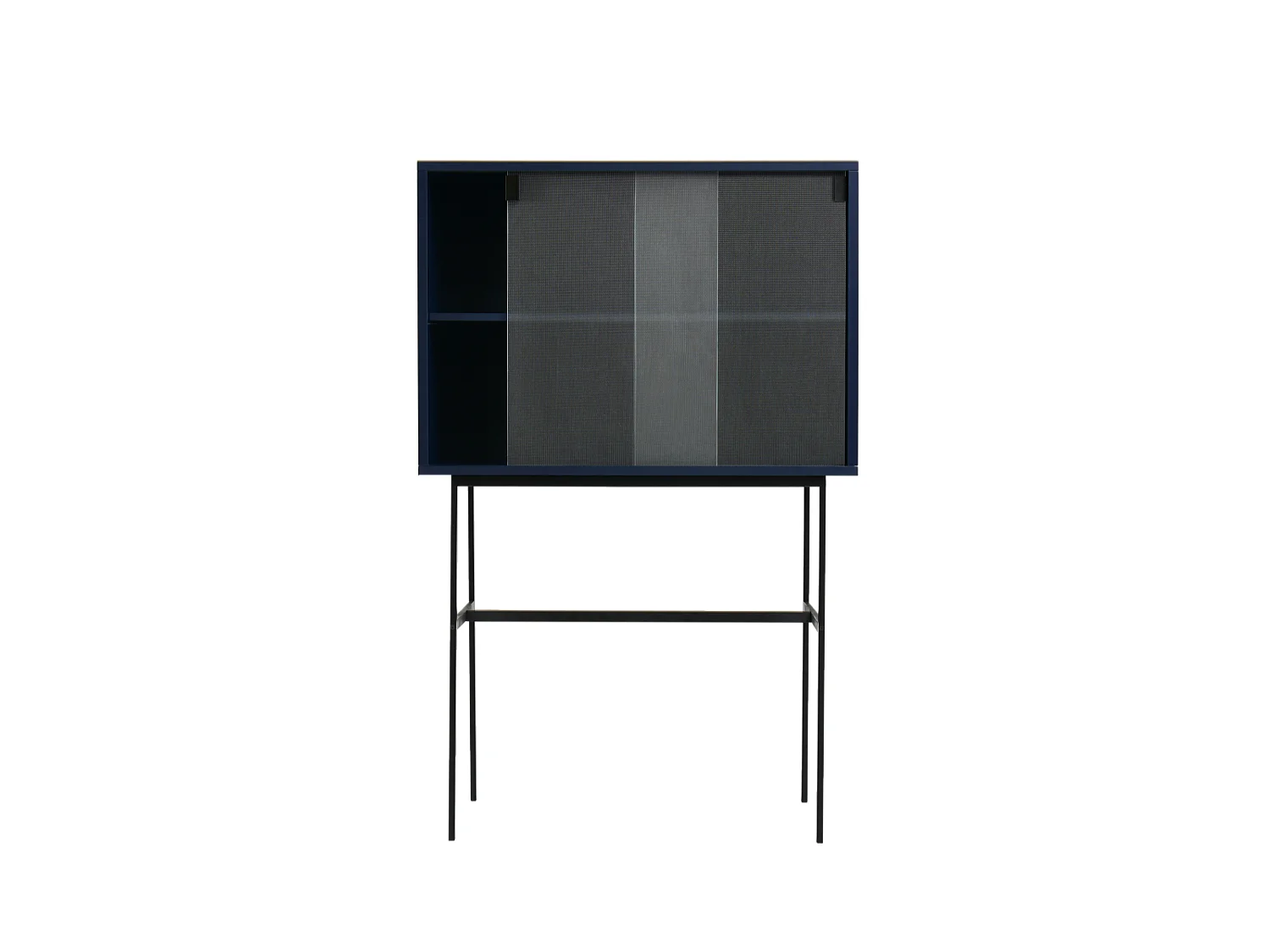 Buffet vitré noo.ma Midnight Blue 70x109x40 cm, 1 porte, étagère amovible