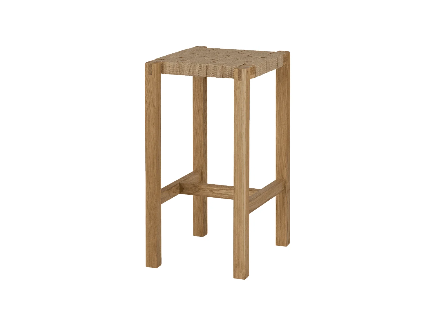 noo.ma eiken stoel met jutezitting, massief eiken frame, Japandi minimalisme