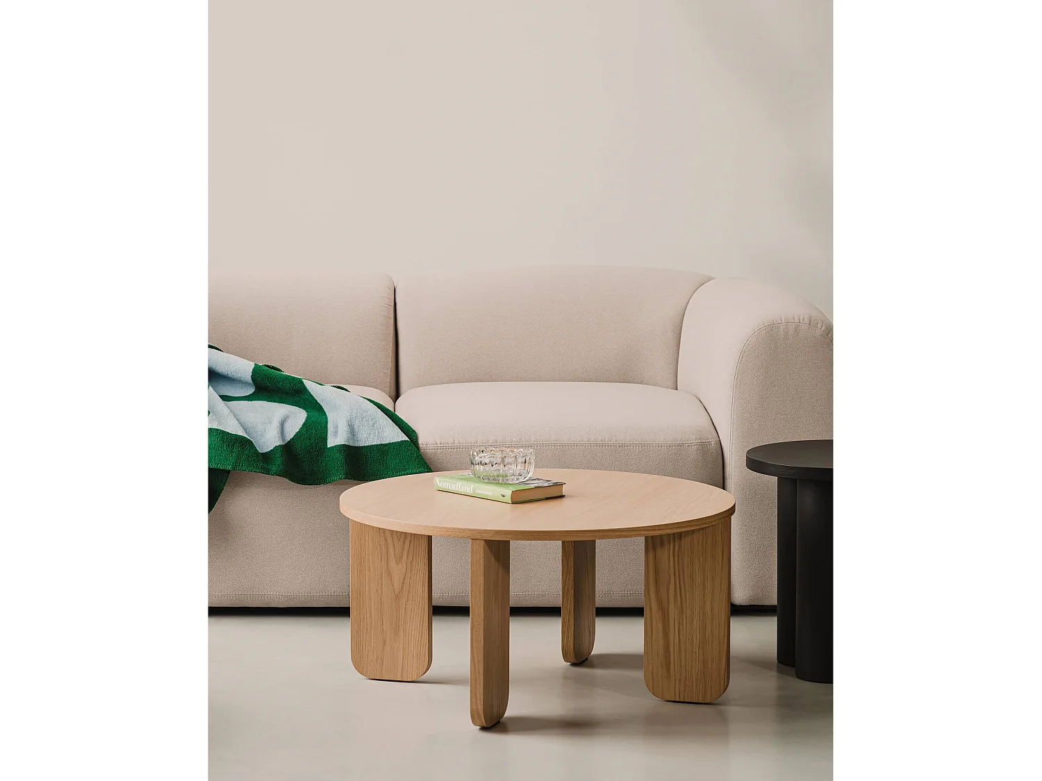 noo.ma stolik kawowy nowoczesny czarny 75x75x37,5 cm, matowa fornir