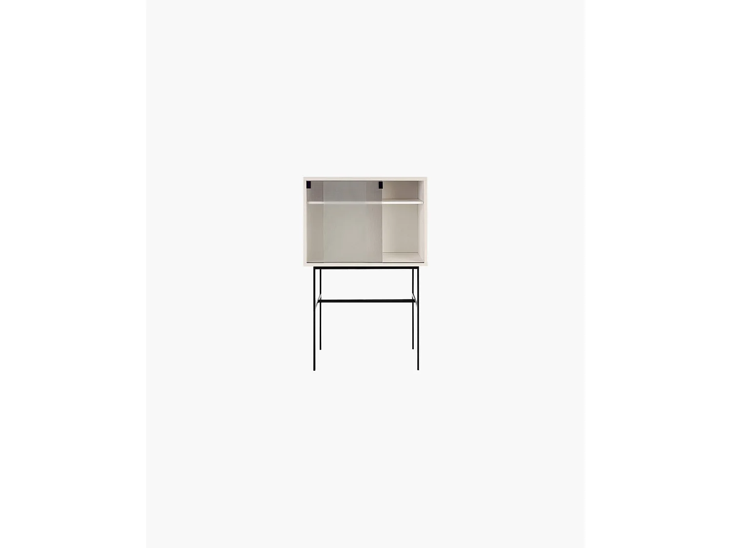 Lekko Schrank Almond Grey - Glastür ornamentiert, mittleres Regal herausnehmbar