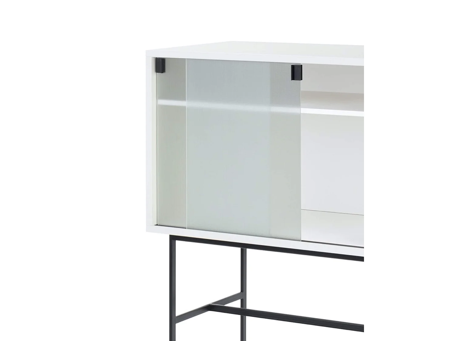 Lekko Schrank Almond Grey - Glastür ornamentiert, mittleres Regal herausnehmbar