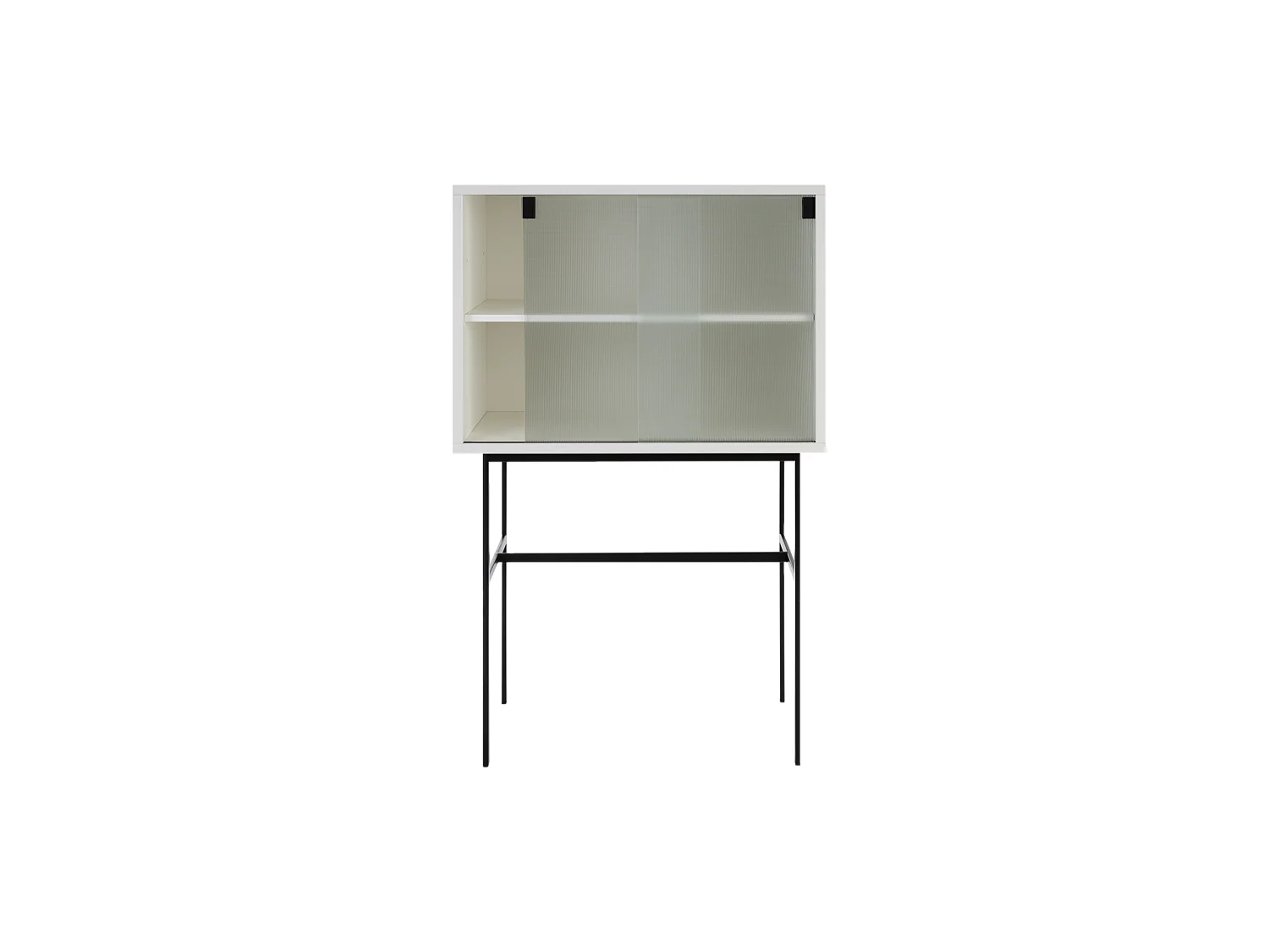 Lekko Schrank Almond Grey - Glastür ornamentiert, mittleres Regal herausnehmbar
