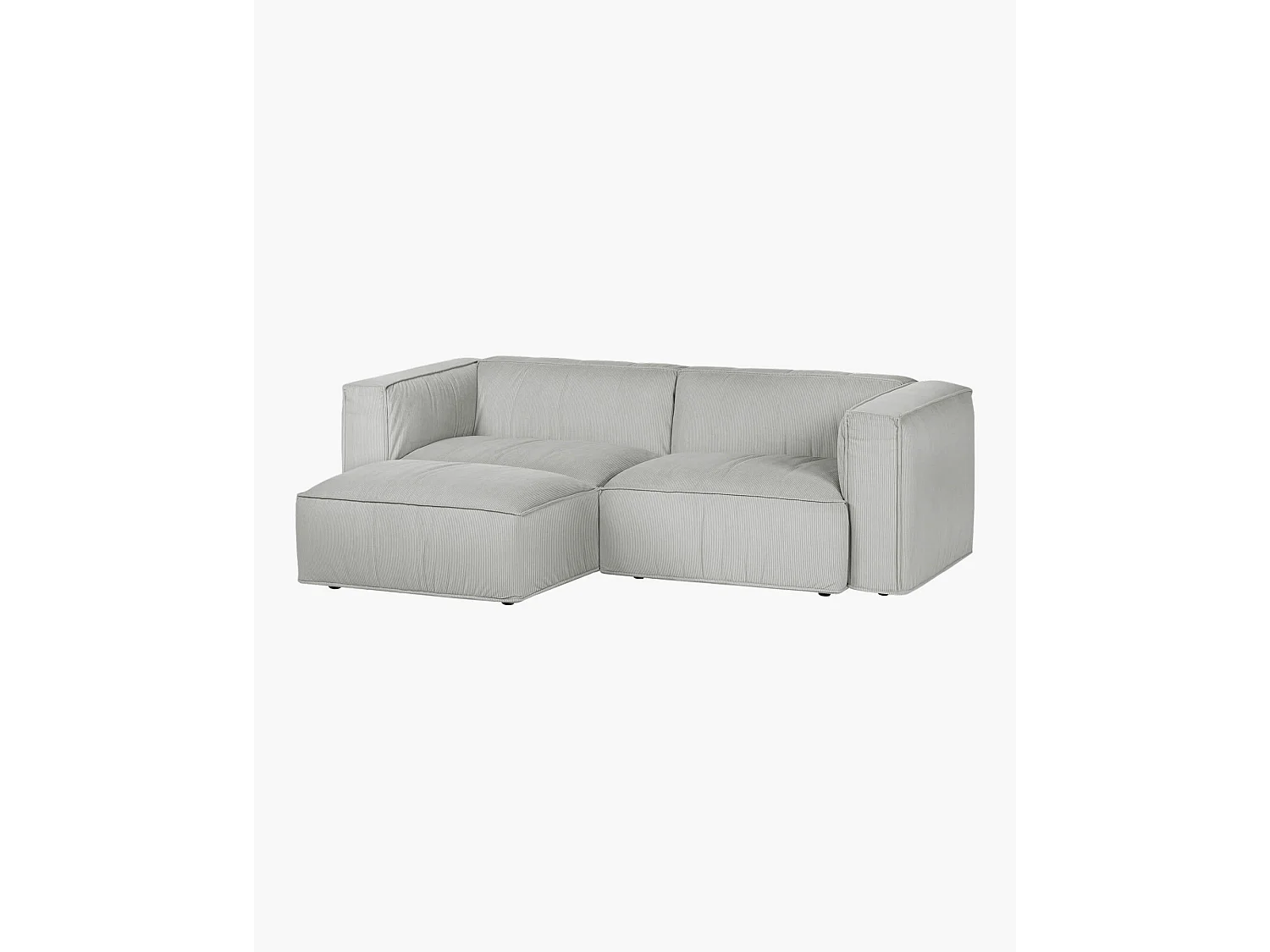 noo.ma Lobi Ottomane - Cordstoff Chalk Grey, 45 cm Sitzhöhe, 70 cm Sitztiefe