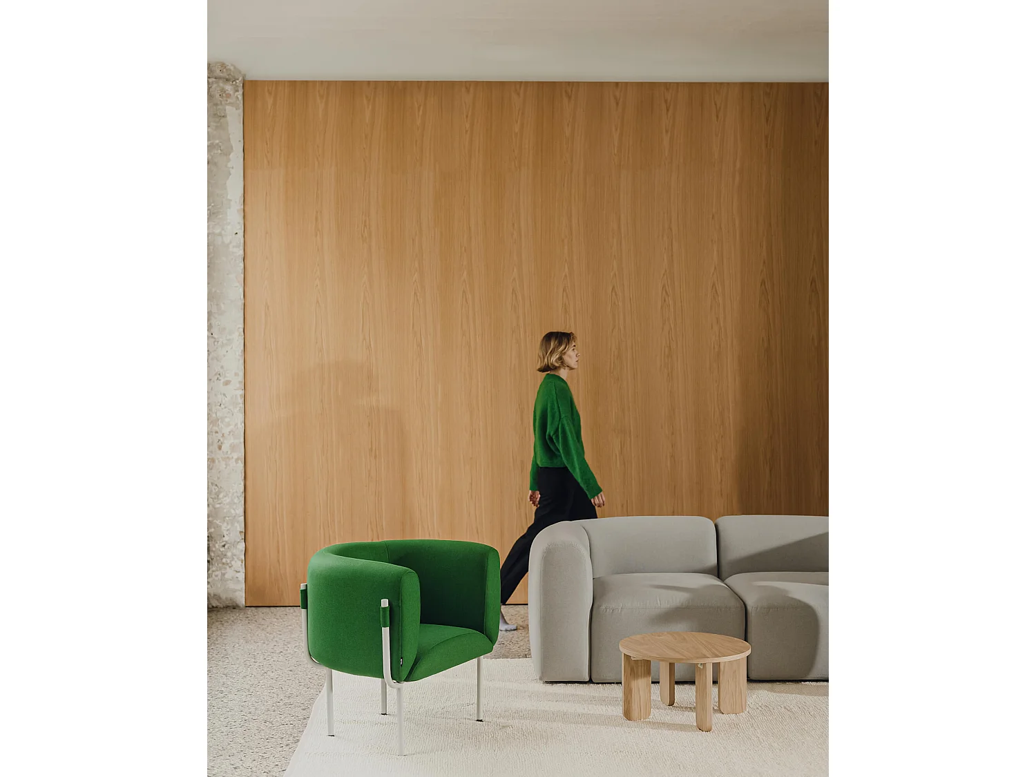 noo.ma Fauteuil moderne en laine Blueberry Pie - avec accoudoirs, assise fixe