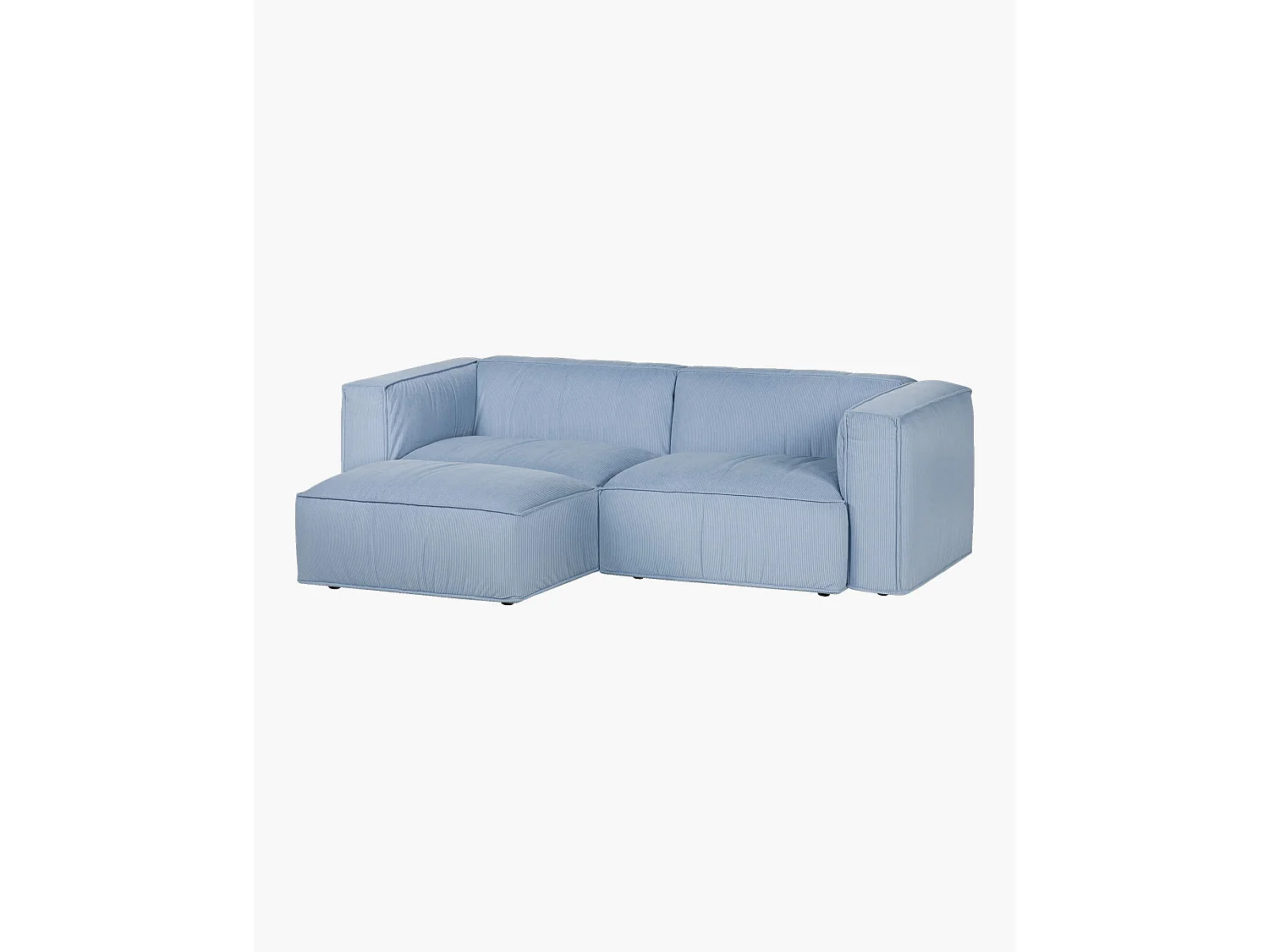 noo.ma Lobi Ottomane - Corduroy Polyester, Babyblau, 45 cm Sitzhöhe, 70 cm Sitztiefe