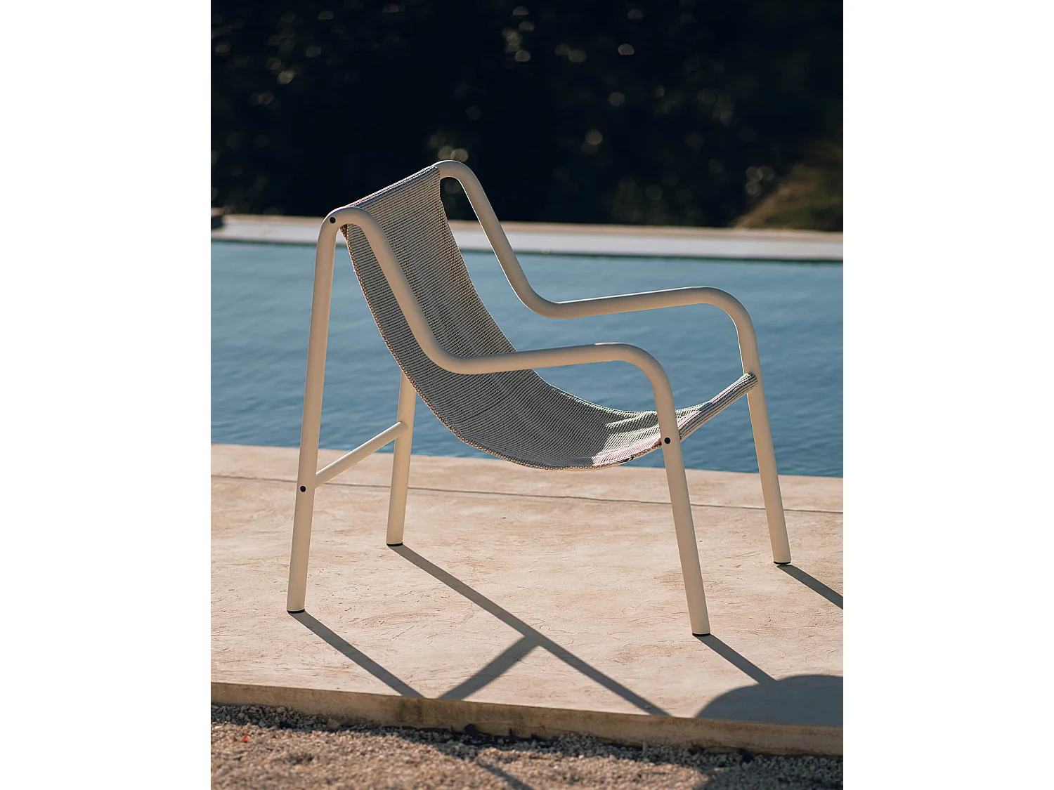 Fauteuil Nokk - chaise longue d'extérieur en acier et tissu imperméable