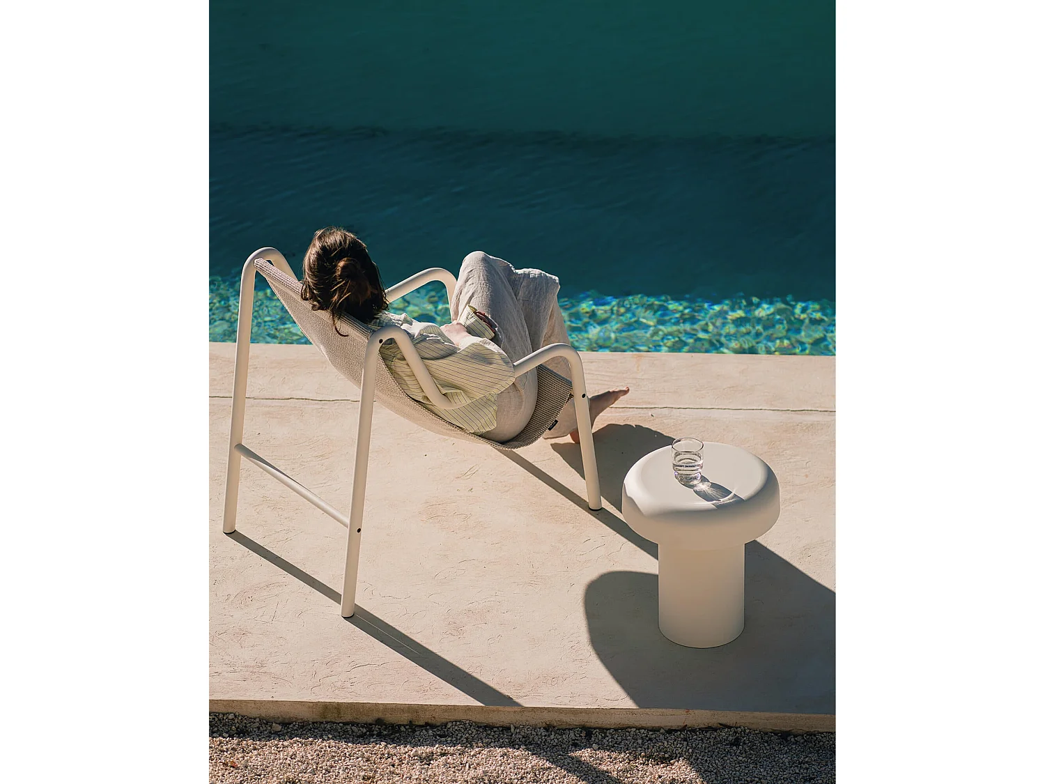 Fauteuil Nokk - chaise longue d'extérieur en acier et tissu imperméable
