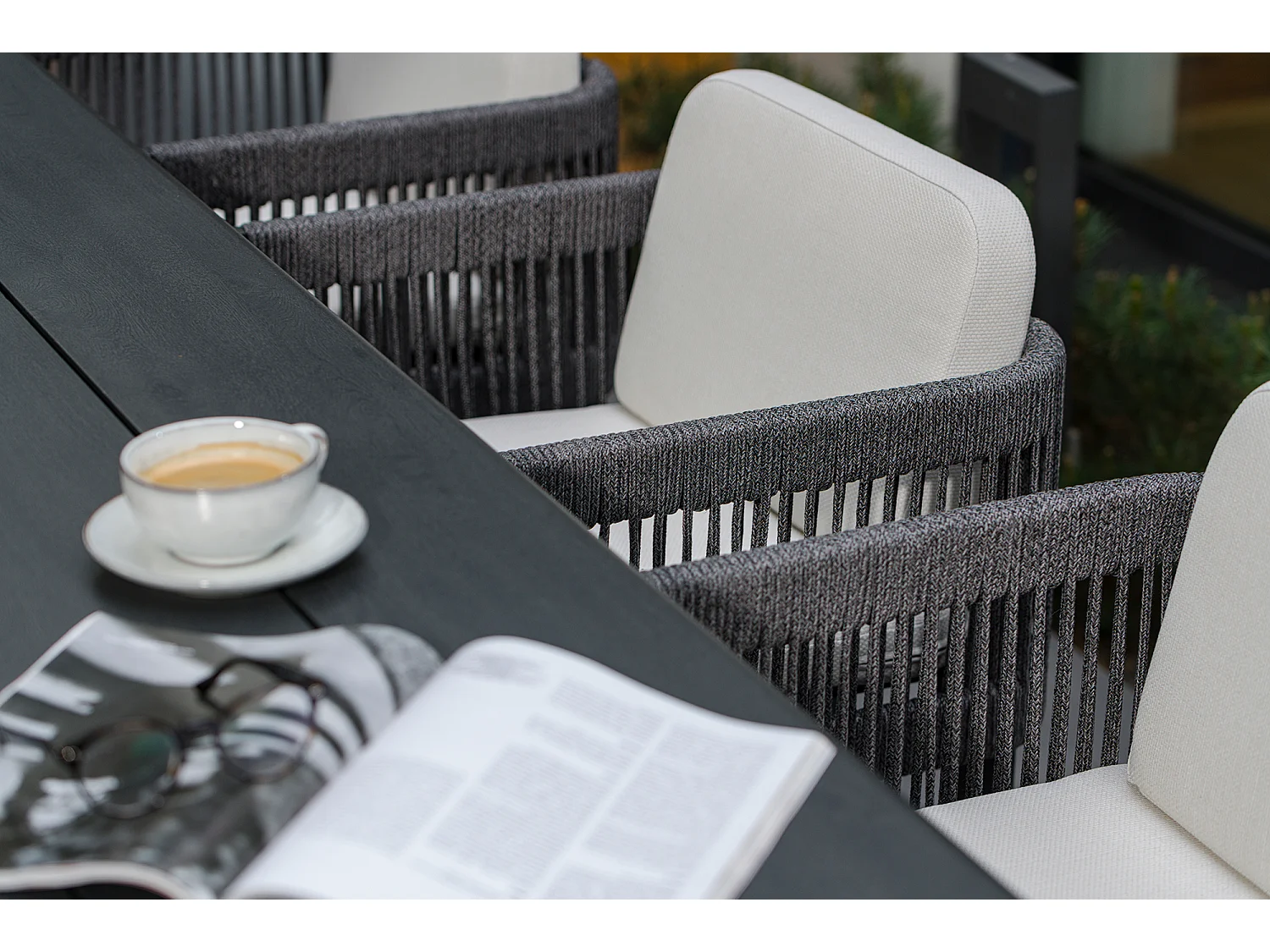 Ensemble de mobilier de repas de jardin en aluminium Rimini table et 6 chaises