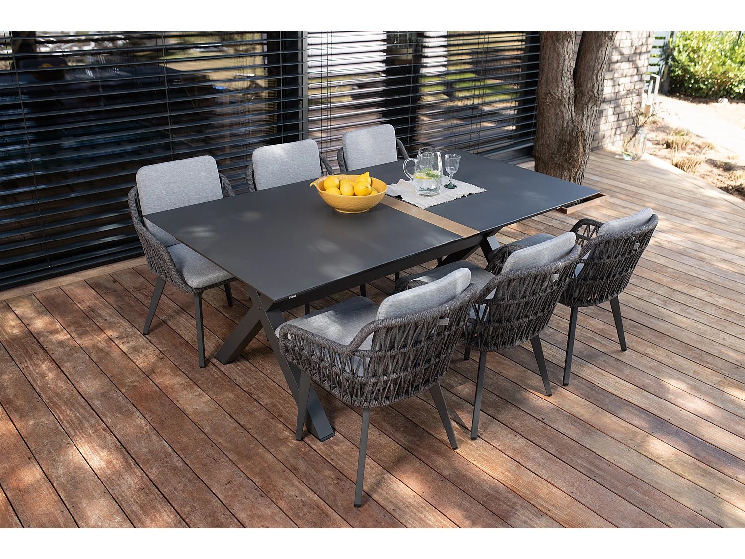 Ensemble de mobilier de repas de jardin en aluminium Tropea table et 6 chaises